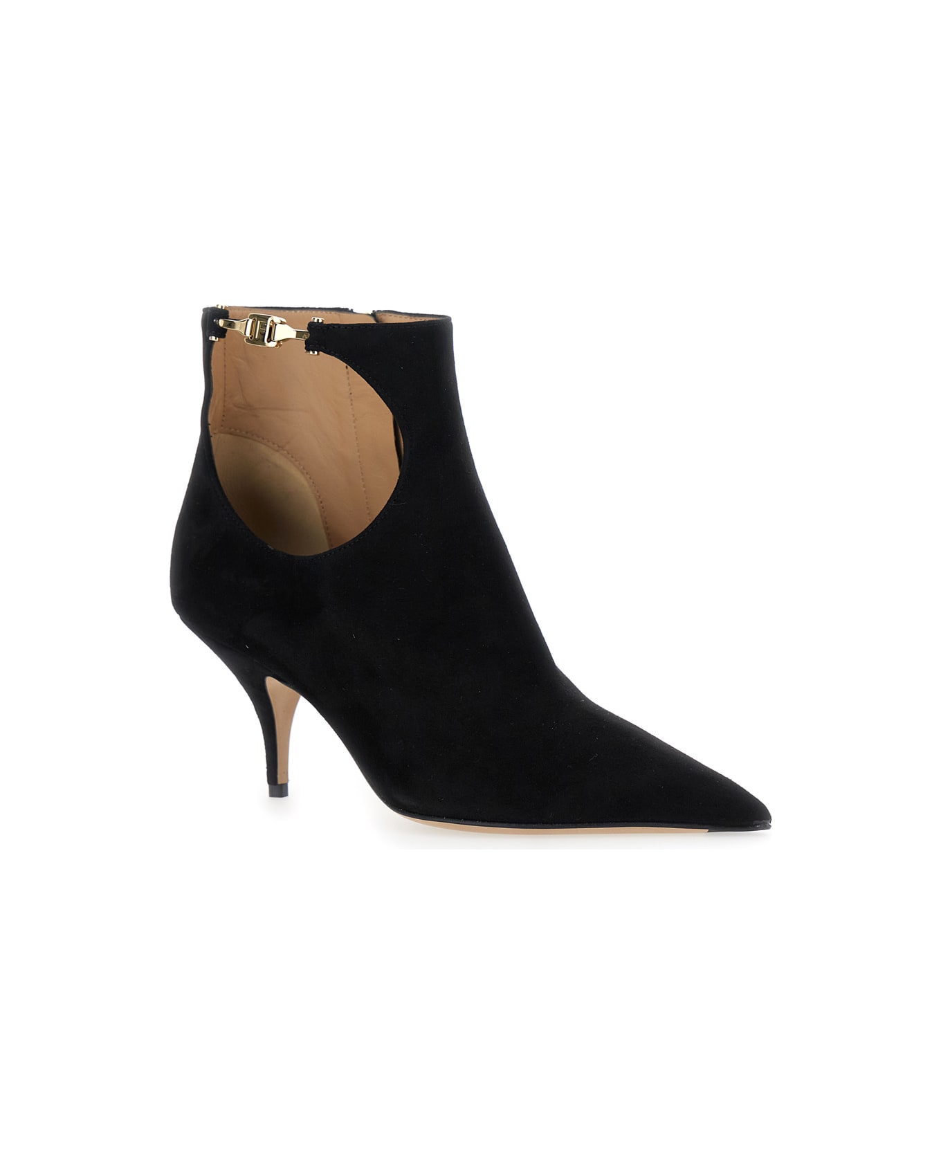 Ferragamo 
agia
 Black Ankle Boots With Cut-out Detail And Stiletto Heel In Suede Woman - Black