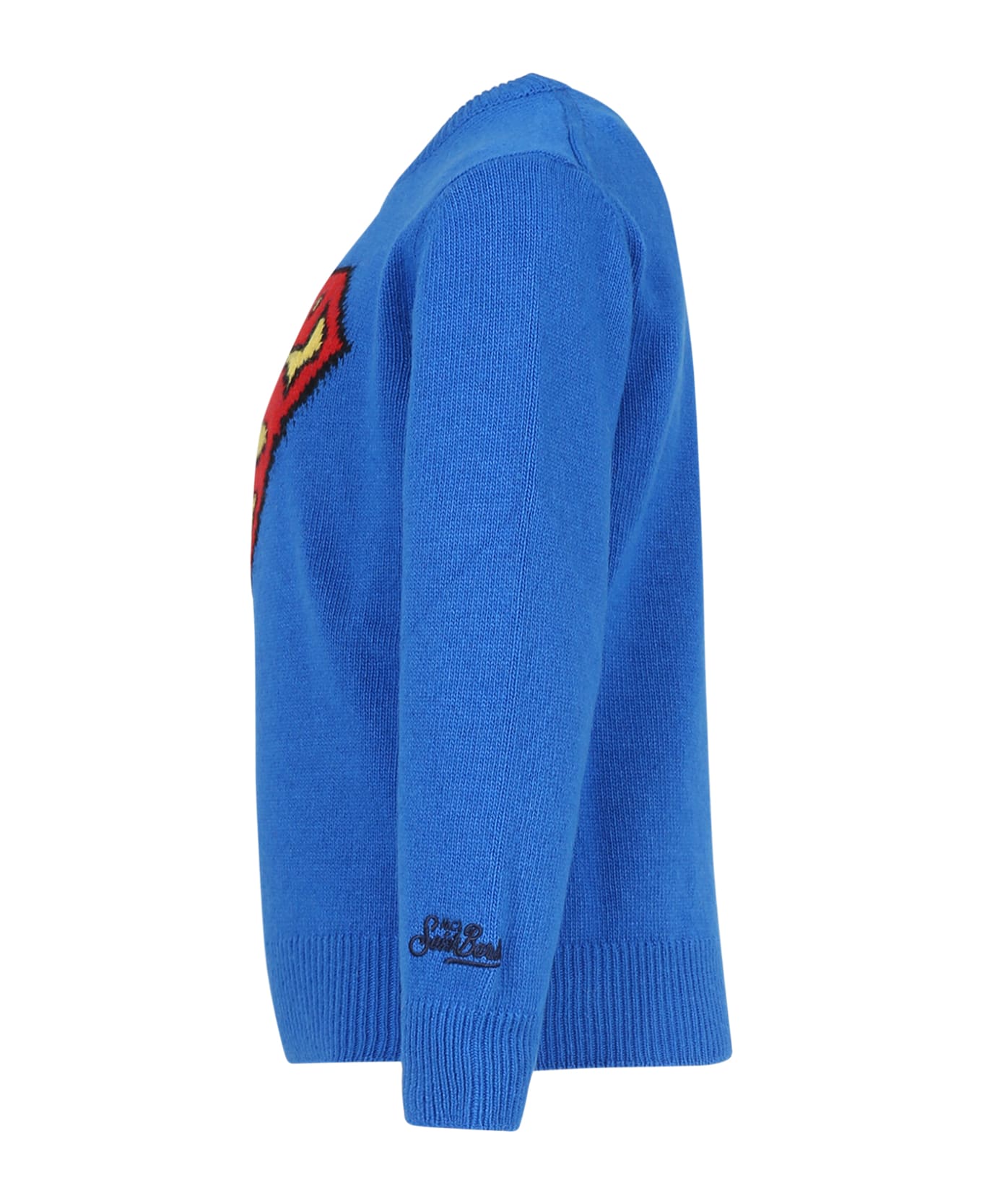 MC2 Saint Barth Blue Sweater For Boy With Superman - Light Blue ニットウェア＆スウェットシャツ