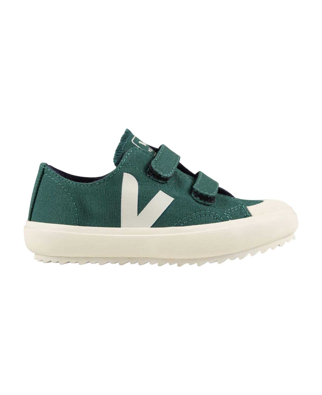 Veja Green Sneakers For Kids With Ivory Logo - Green