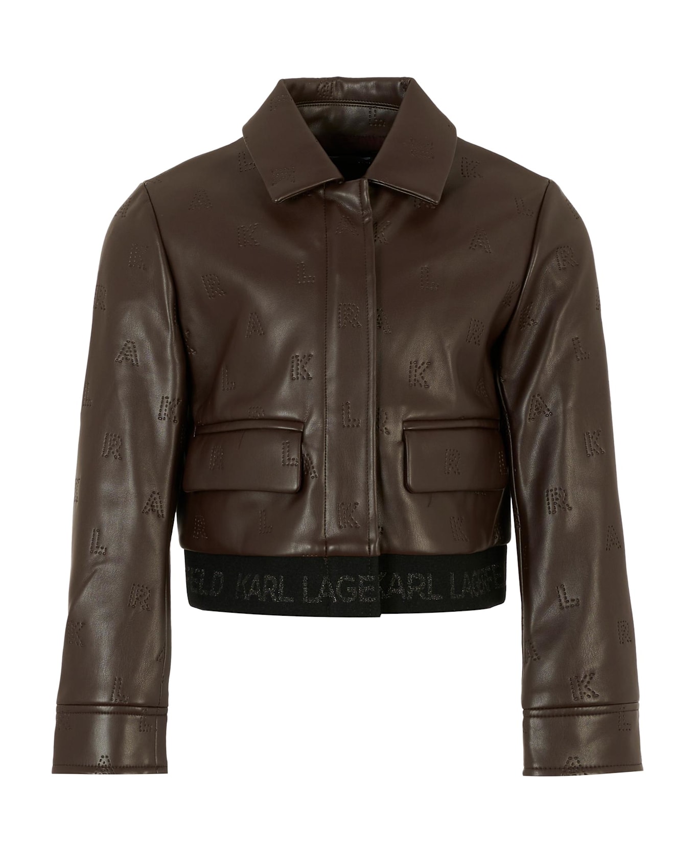 Karl Lagerfeld Kids Brown Jacket For Girl With Logo - Brown