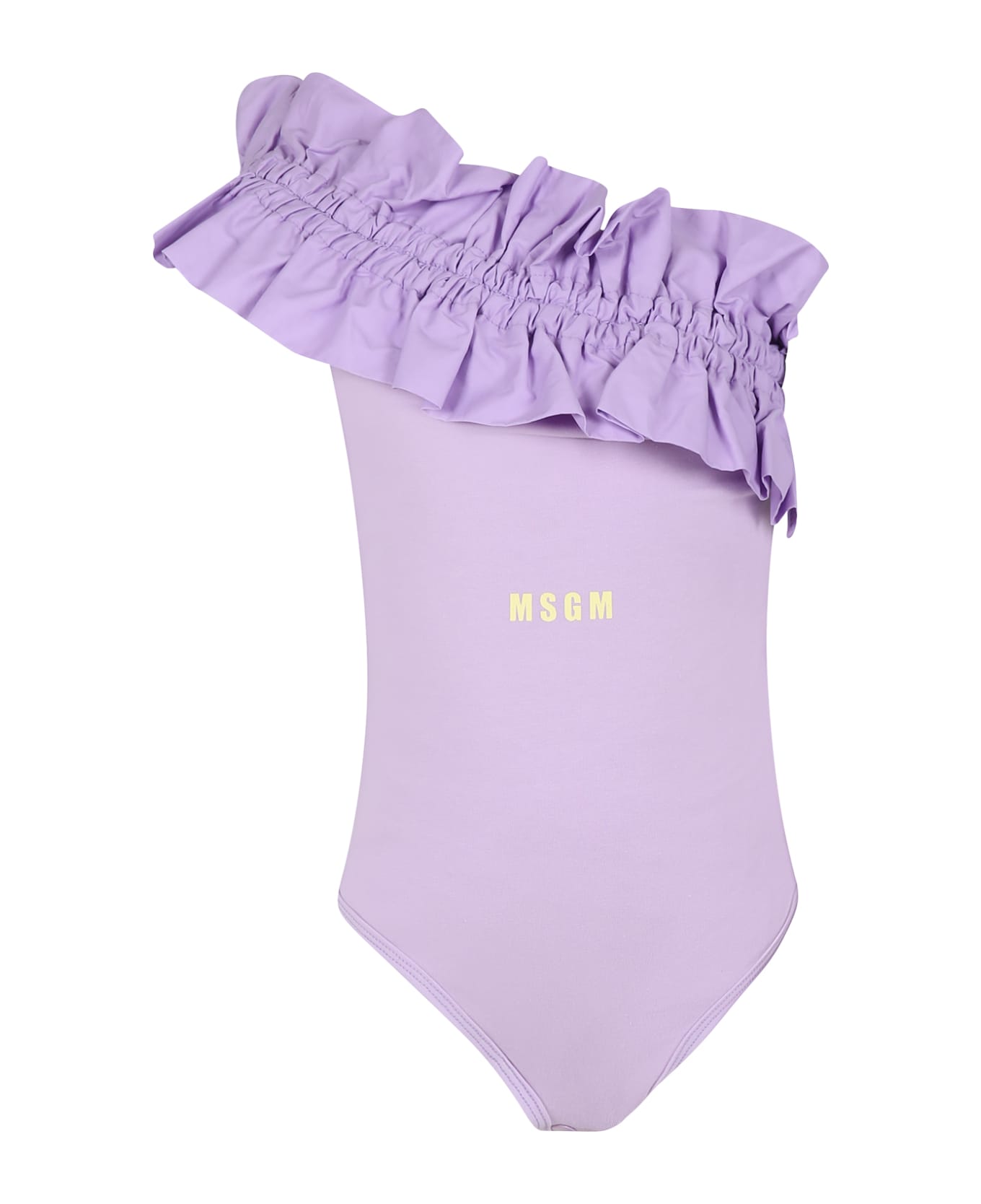 MSGM Purple Bodysuit For Girl With Logo - Violet