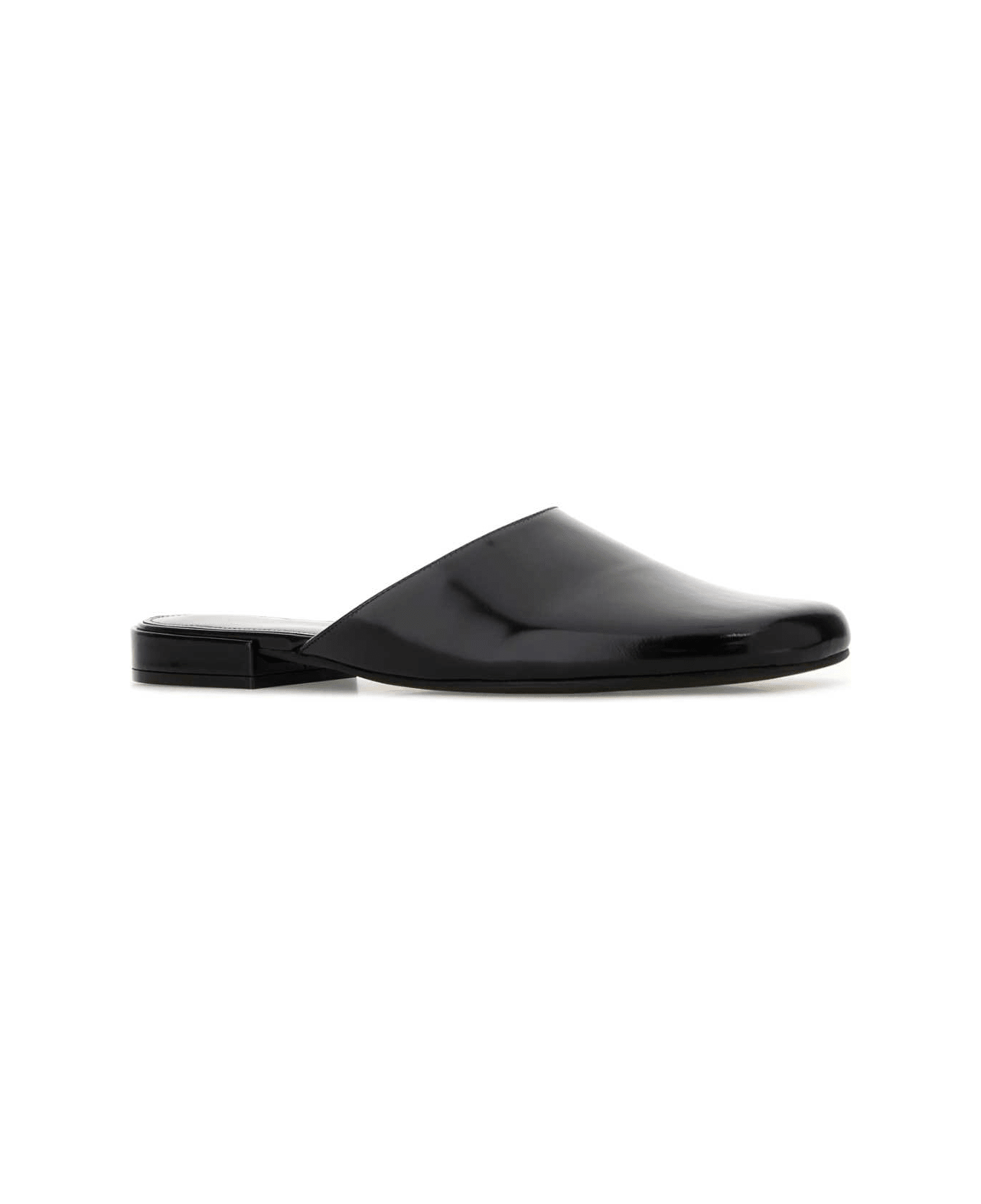 The Row Black Leather Penelope Slippers - Black