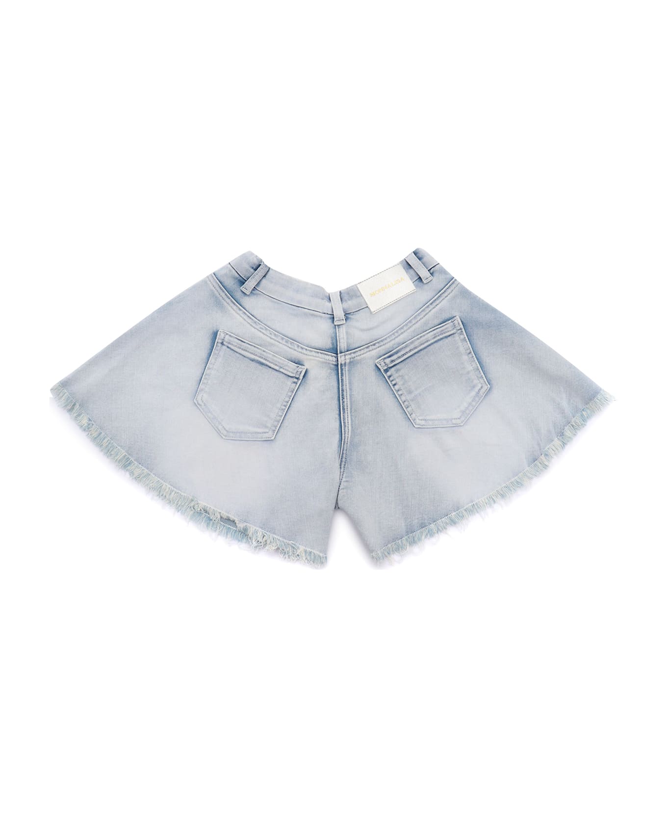Monnalisa Denim Shorts With Rhinestones - GREY