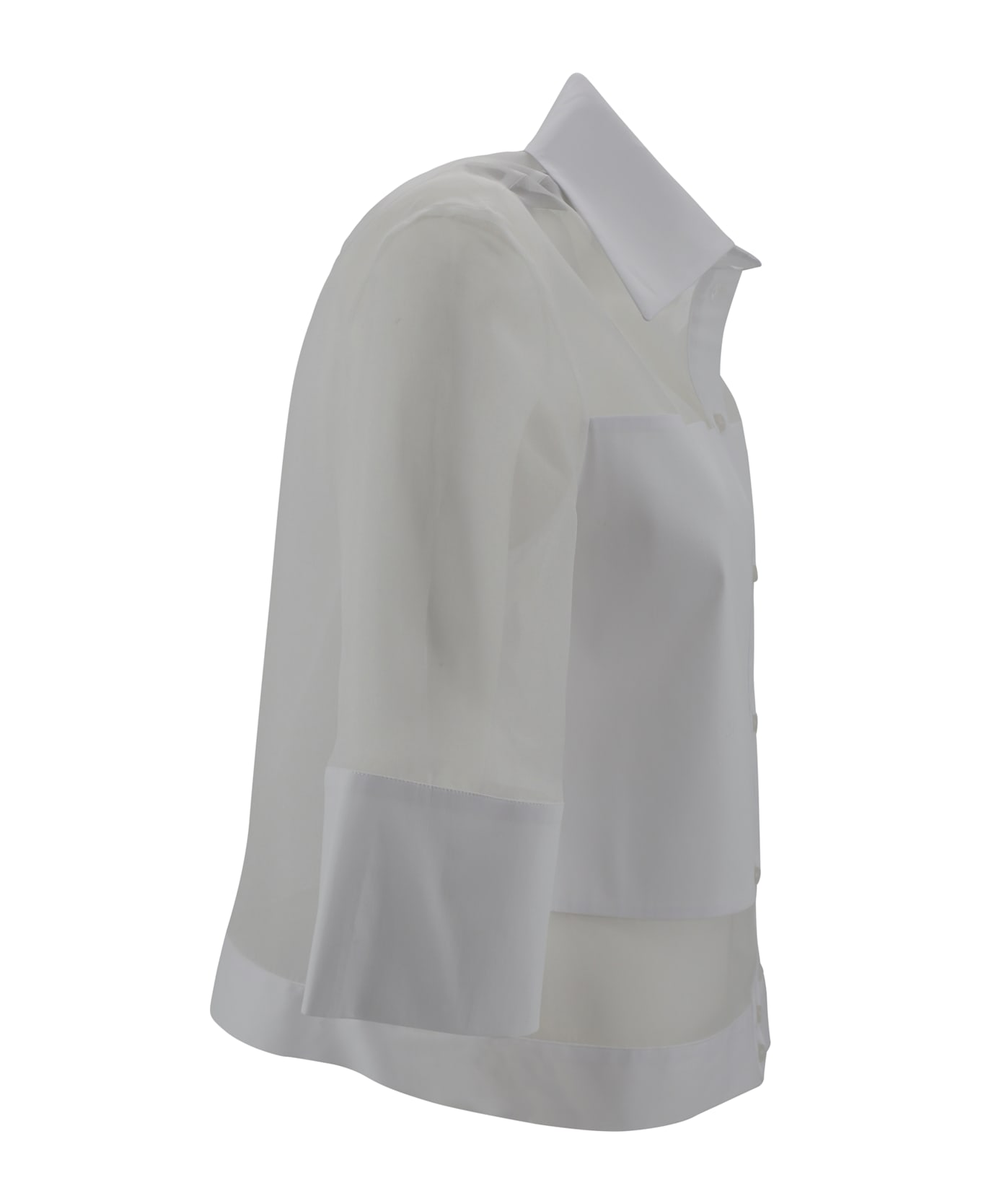 D.Exterior Poplin And Organza Shirt - White