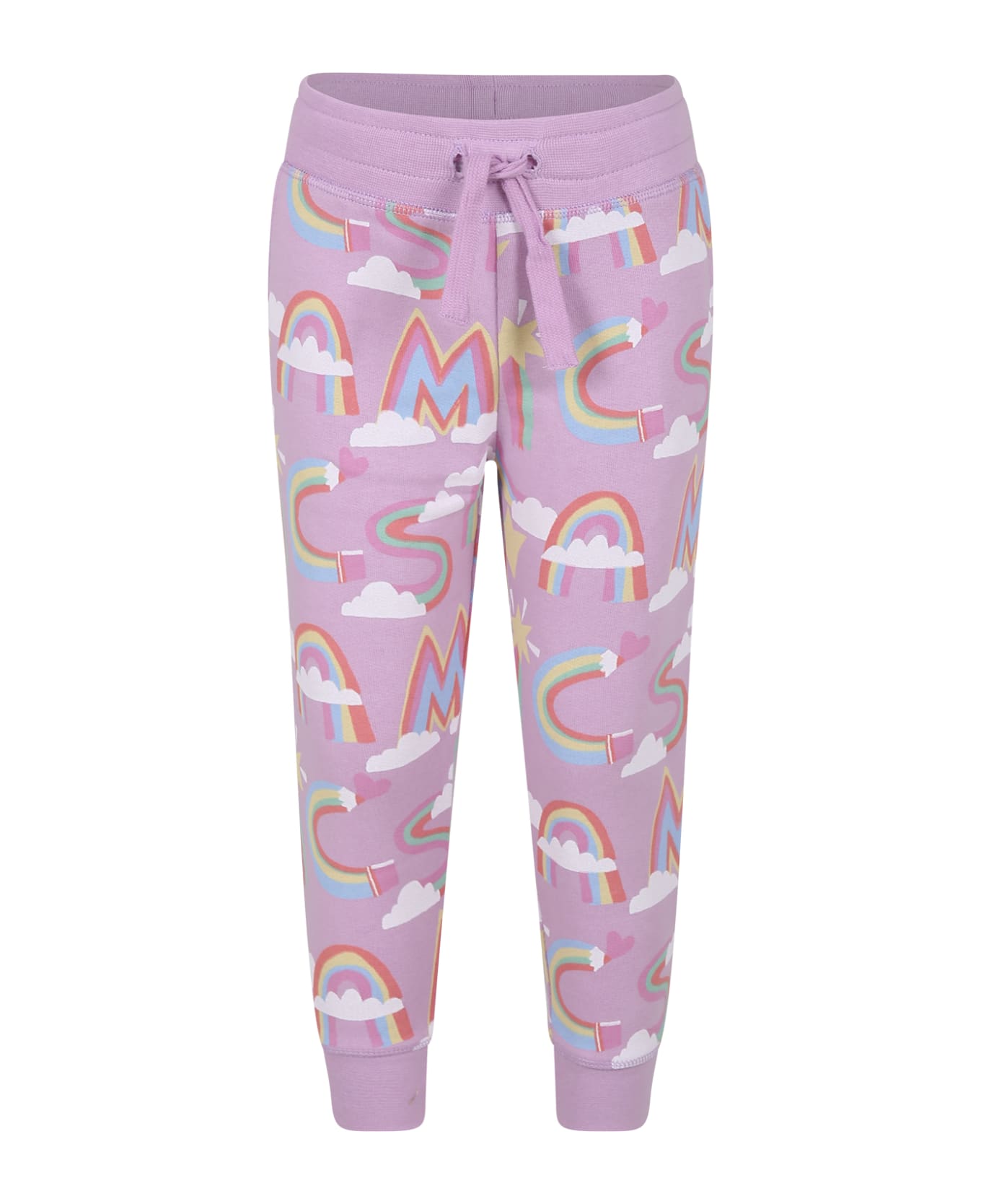 Stella McCartney Kids Purple Trousers For Girl With Rainbow Logo - Violet