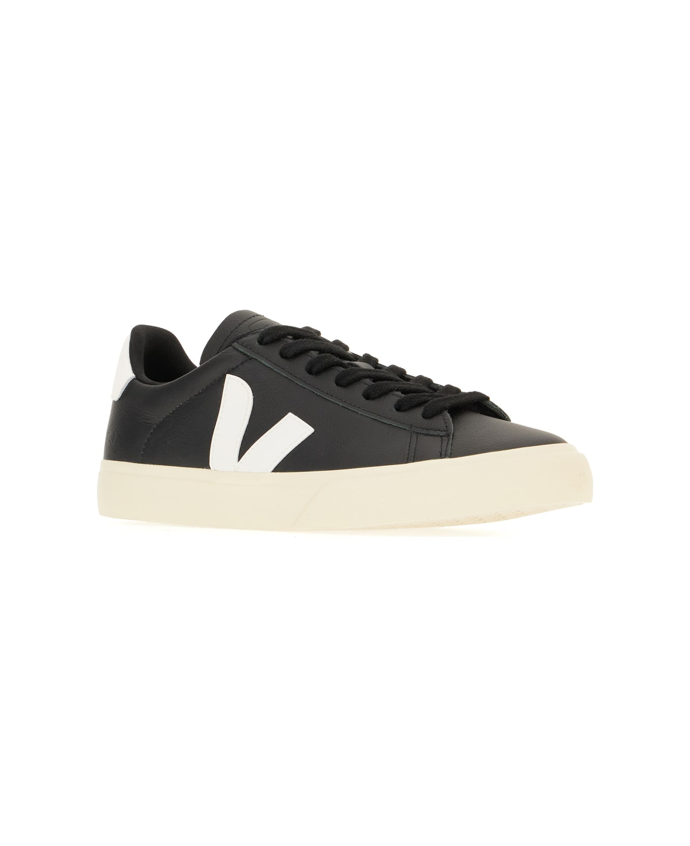 Veja Black Leather Campo Sneakers - BLACKWHITE