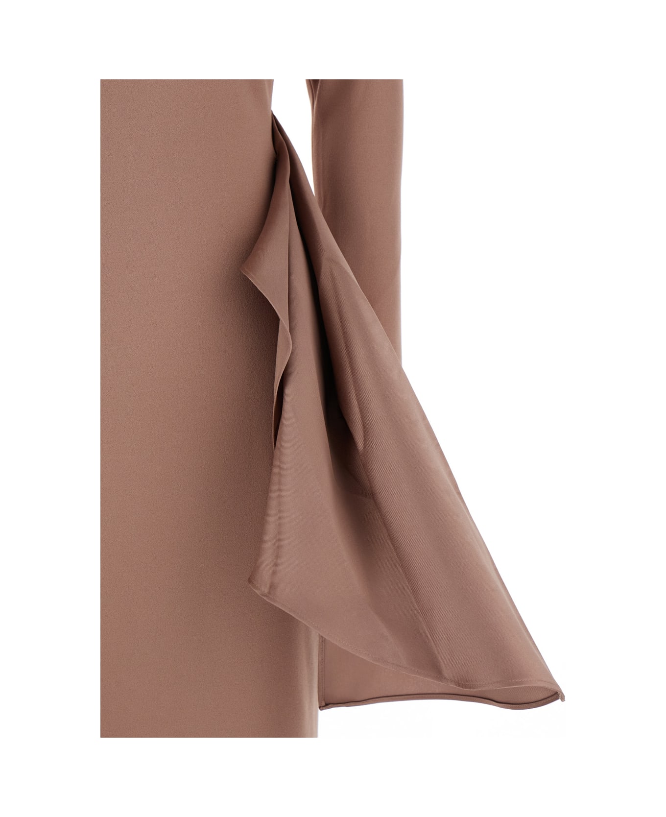Solace London 
kiana
 Brown Long Dress With Boat Neckline And Maxi Draped Detail In Tech Fabric Stretch Woman - Brown