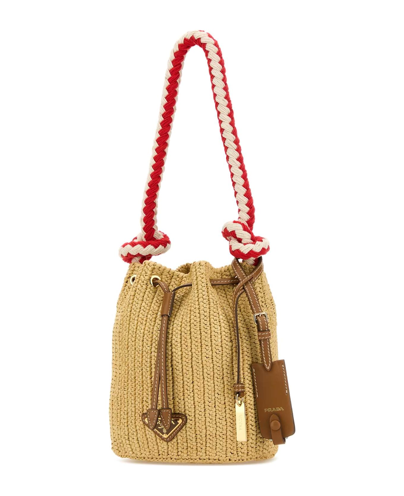 Prada Beige Crochet Mini Bucket Bag - NATURALE