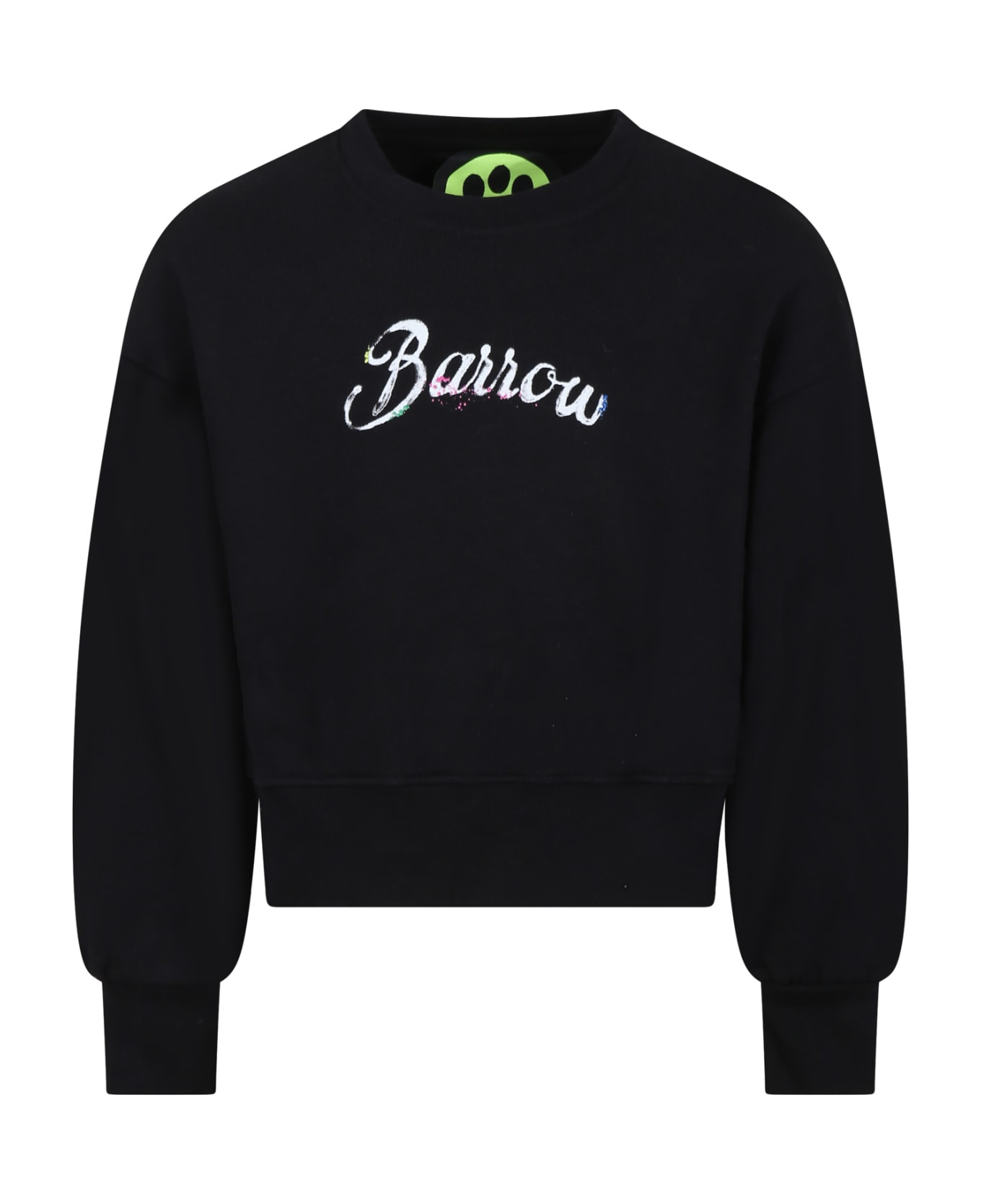 Barrow Black Sweatshirt For Girl With Smiley Face And Logo - Black ニットウェア＆スウェットシャツ