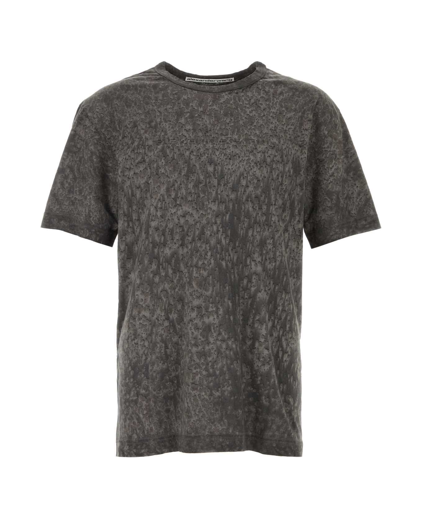 Alexander Wang Dark Grey Cotton Blend T-shirt - STEELGREYSPLATTER