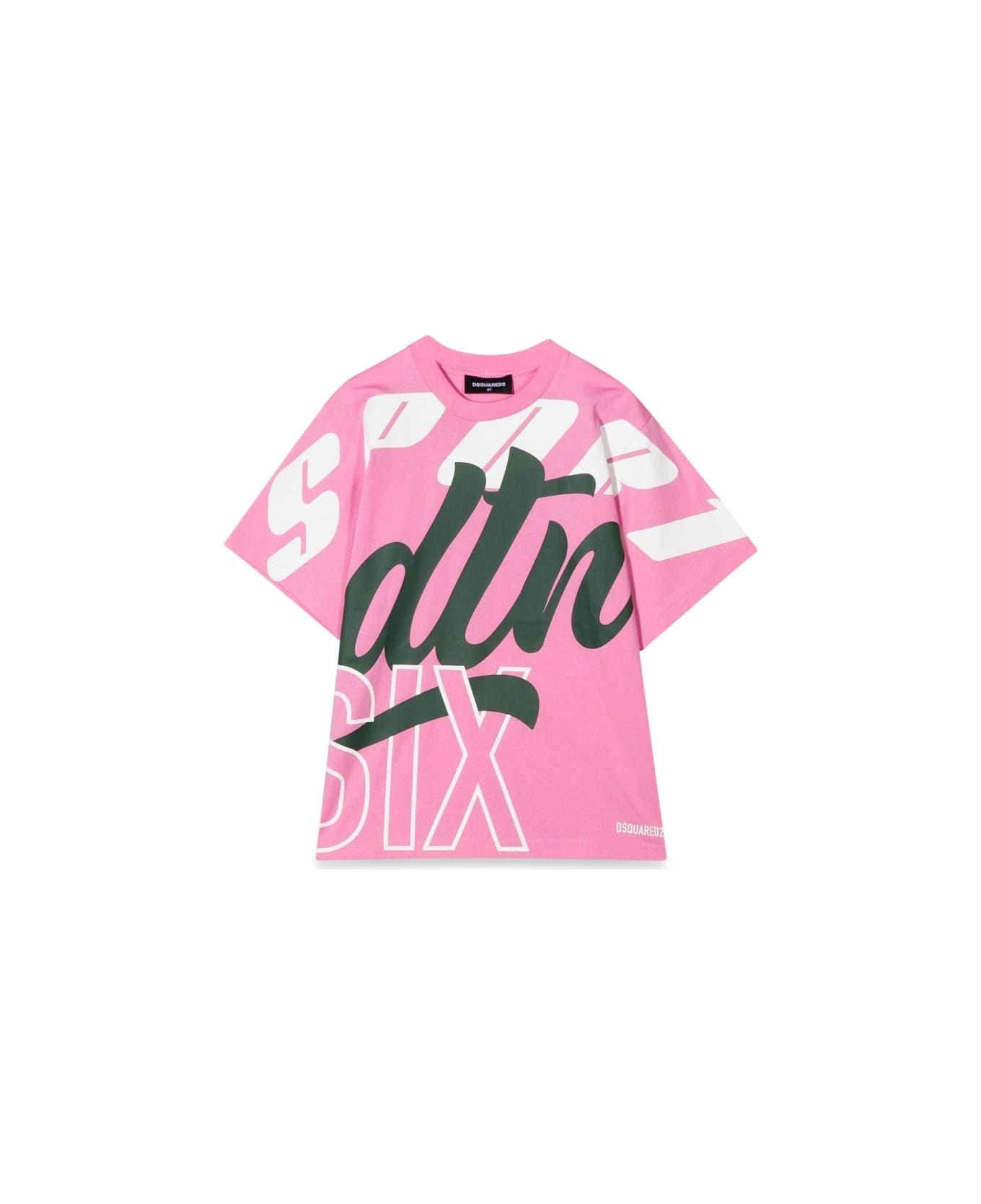 Dsquared2 T-shirt Allover Writing - PINK Tシャツ＆ポロシャツ