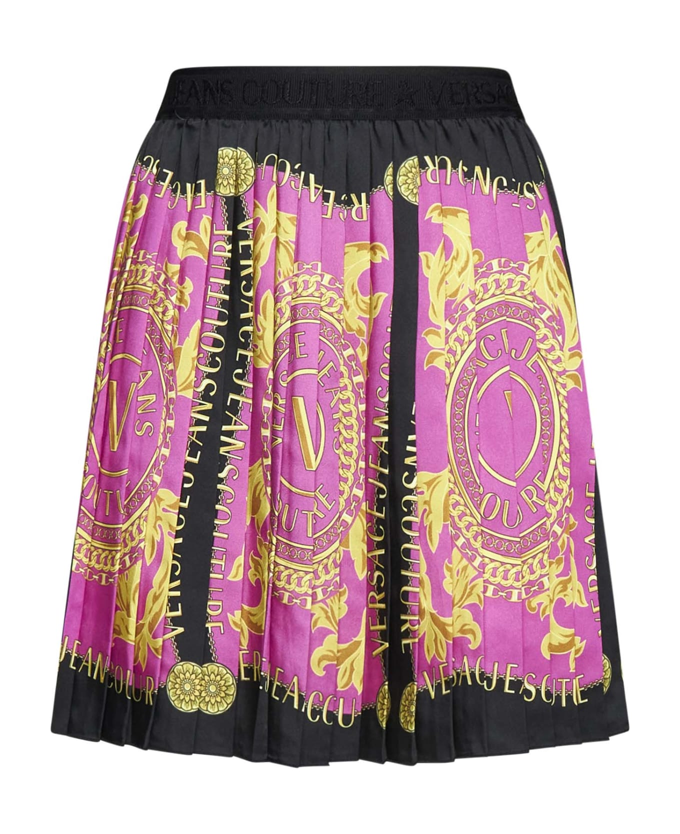 Versace Jeans Couture Logo Couture Pleated Mini Skirt - Fuxia