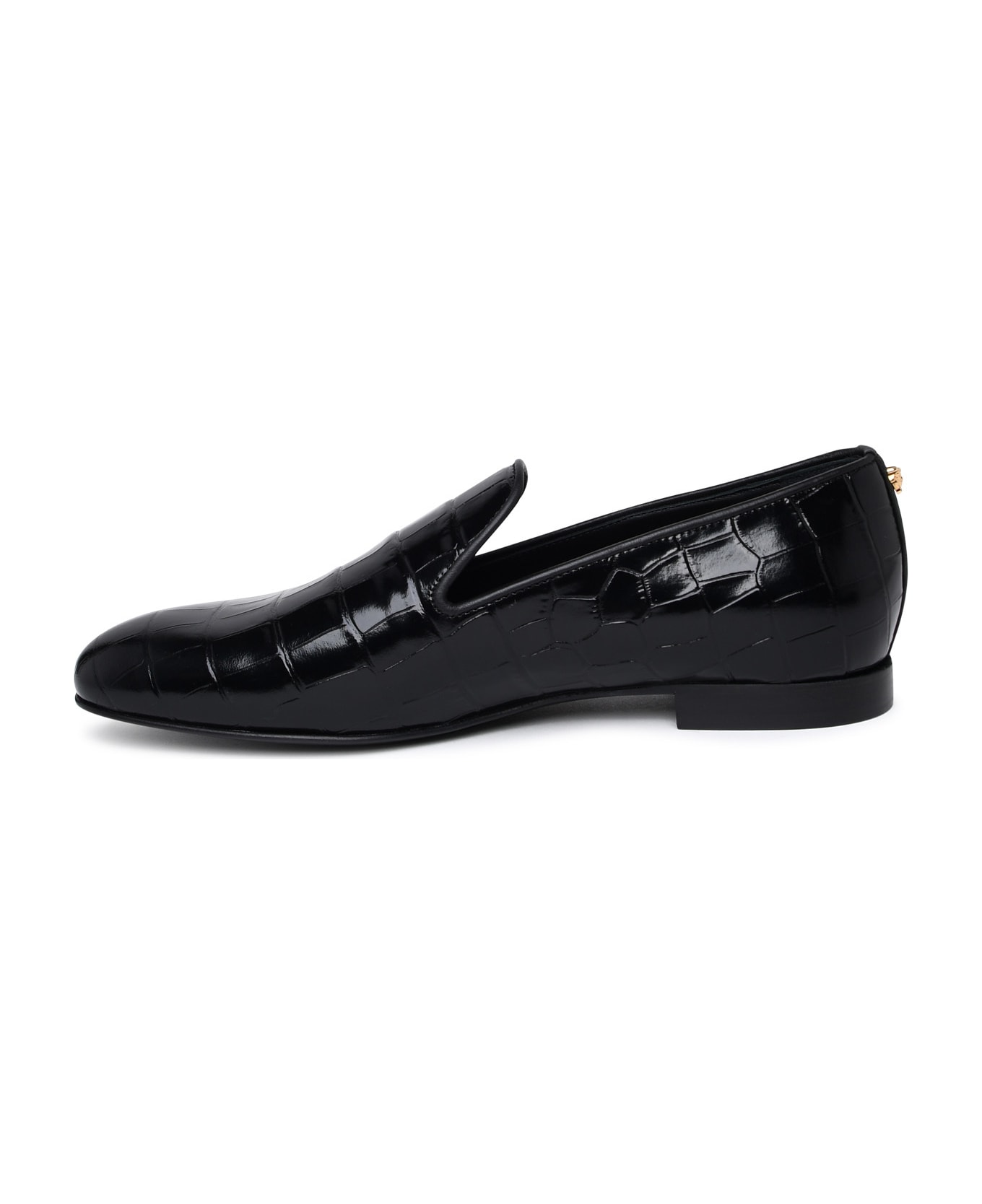 Versace Black Calf Leather Loafers - BLACK