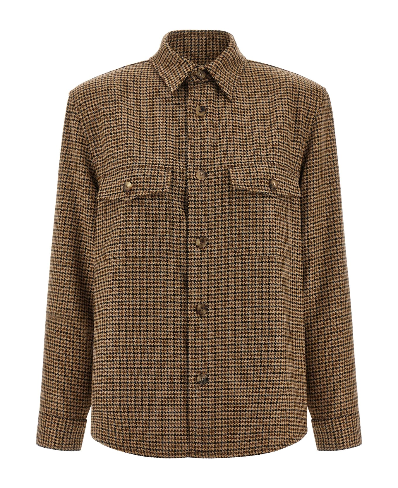Saint Laurent Houndstooth Overshirt - Brown