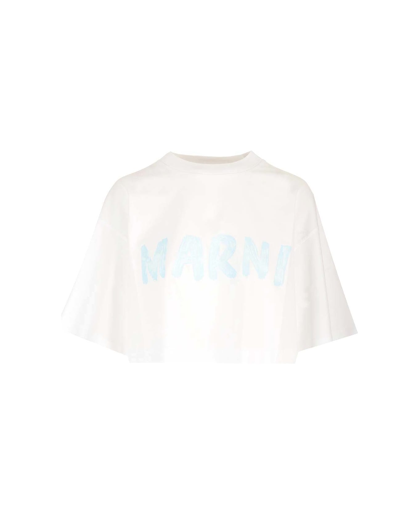 Marni Cropped Signature T-shirt - White