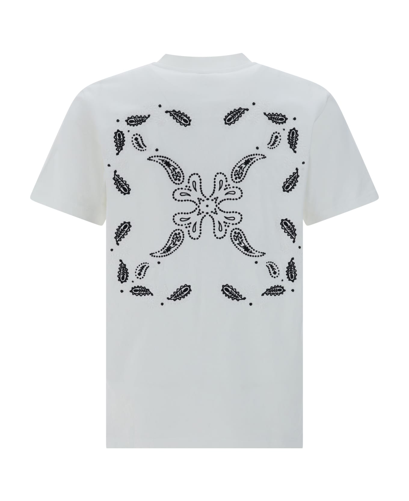 Off-White T-shirt With Bandana Arrow Motif - White Black