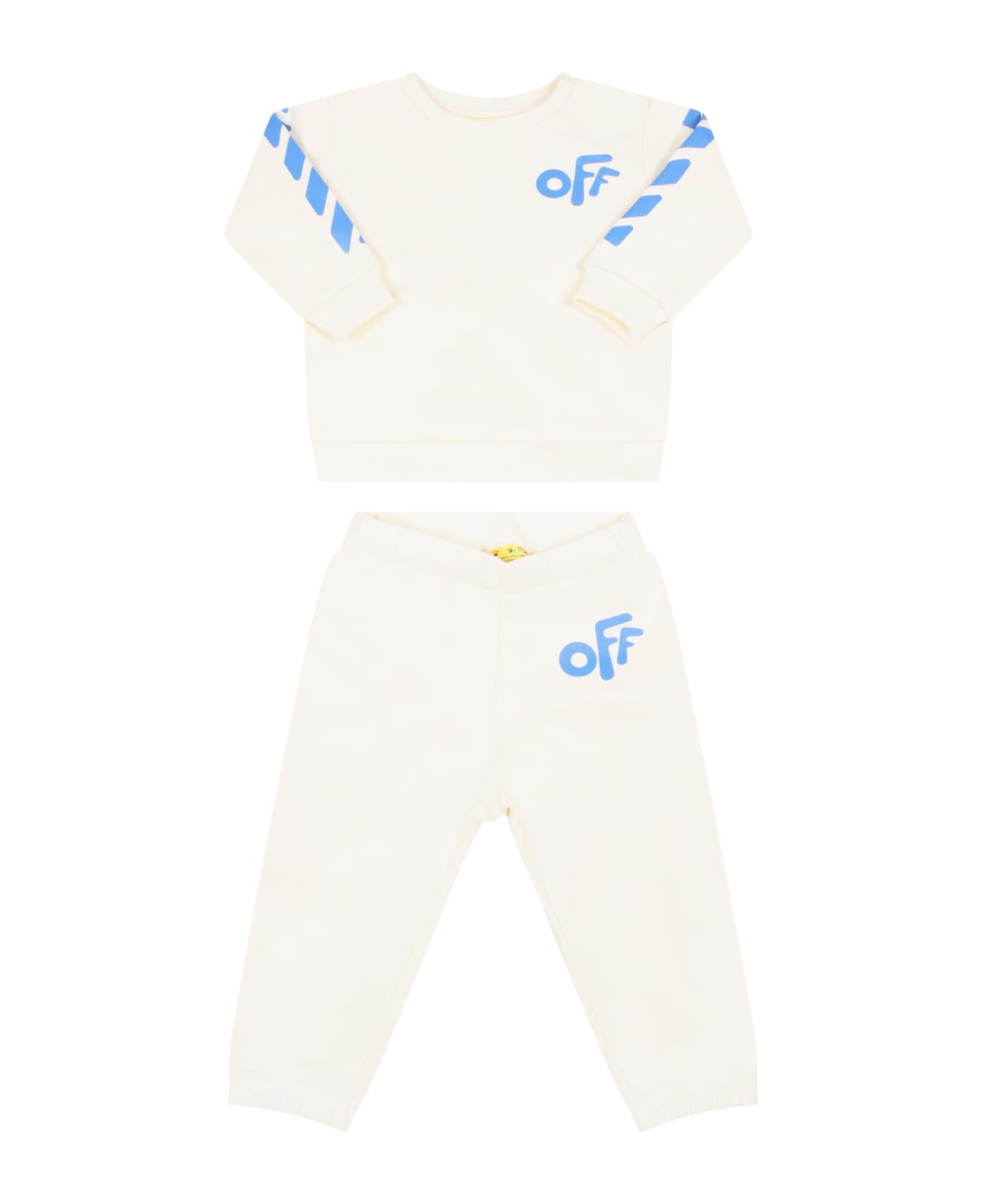 Off-White Ivory Tracksuit For Baby Boy With Logo - Blue