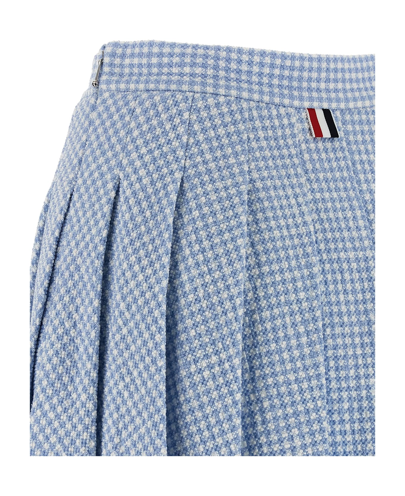 Thom Browne Pleated Tweed Skirt - Light Blue