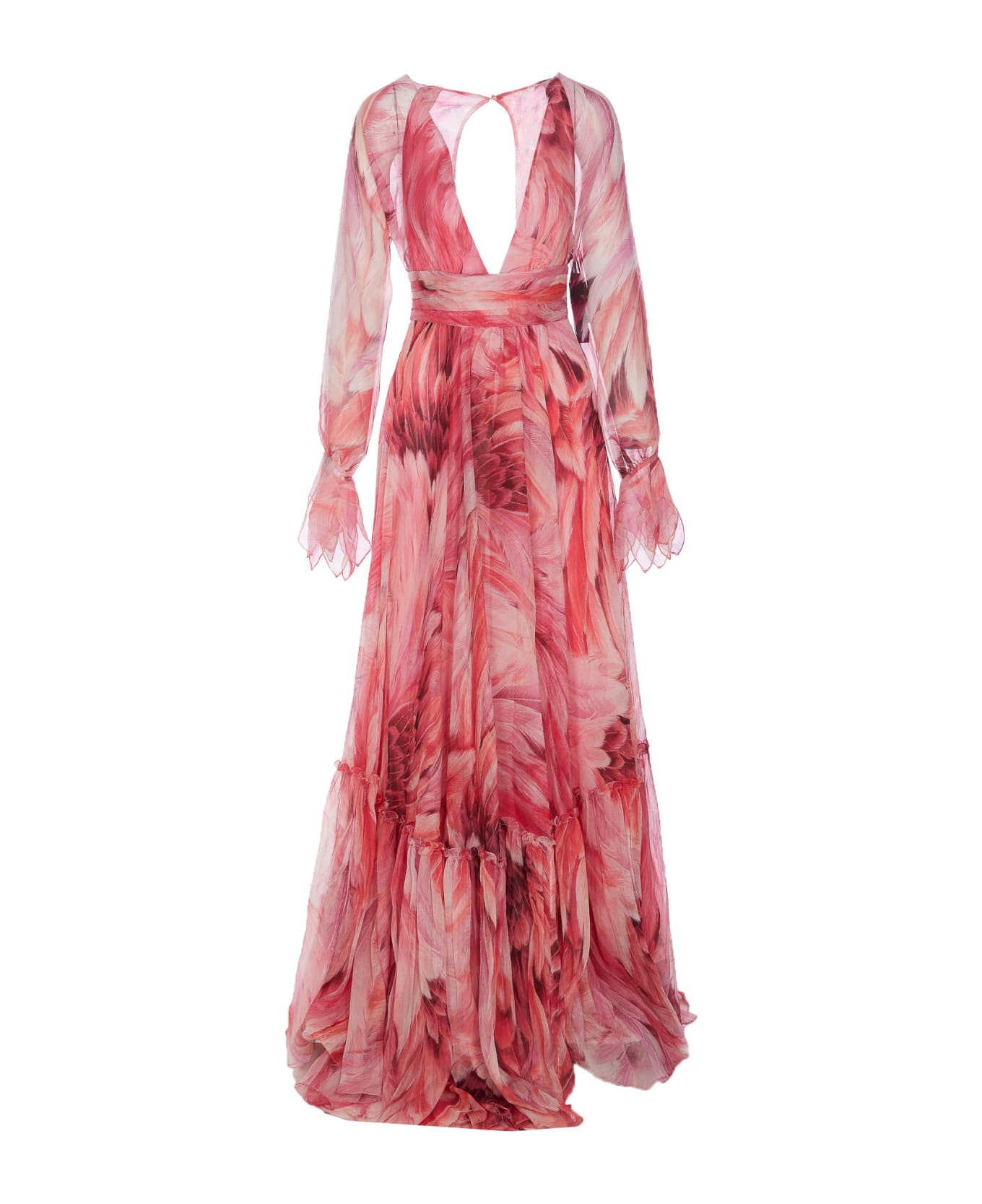 Roberto Cavalli Long Plumage Print Dress - Pink ワンピース＆ドレス