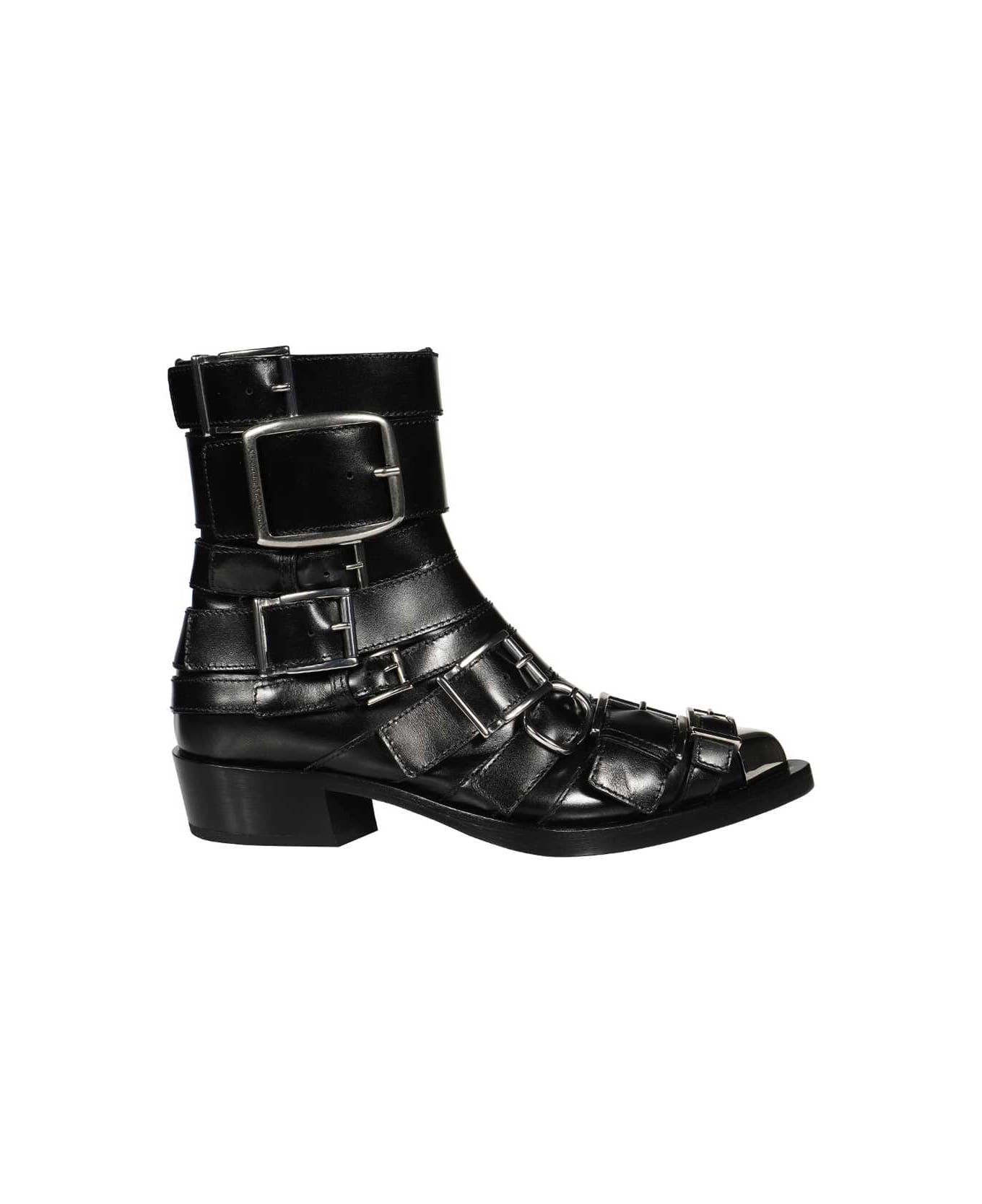 Alexander McQueen Leather Ankle Boots - black