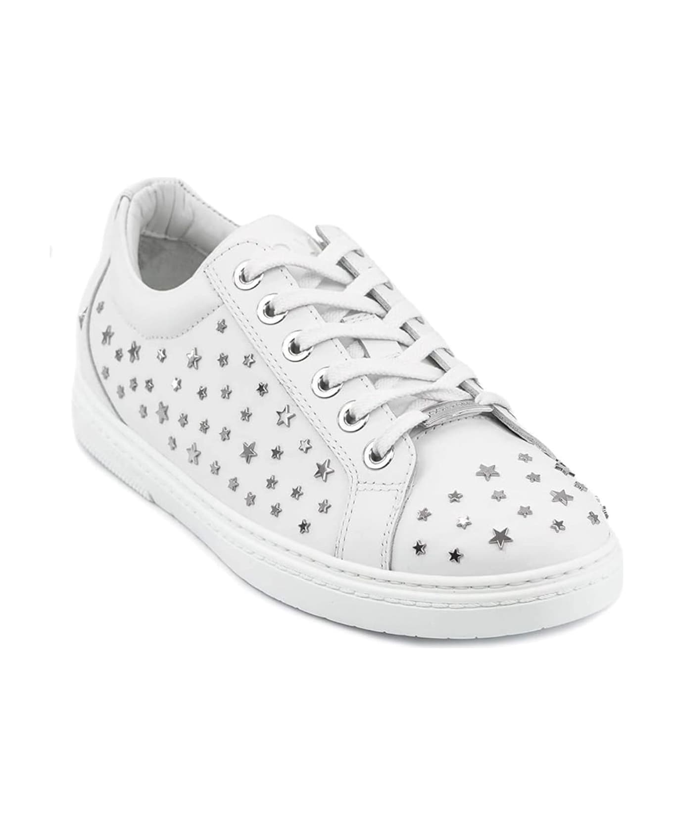 Jimmy Choo Cash Star Leather Sneakers - White