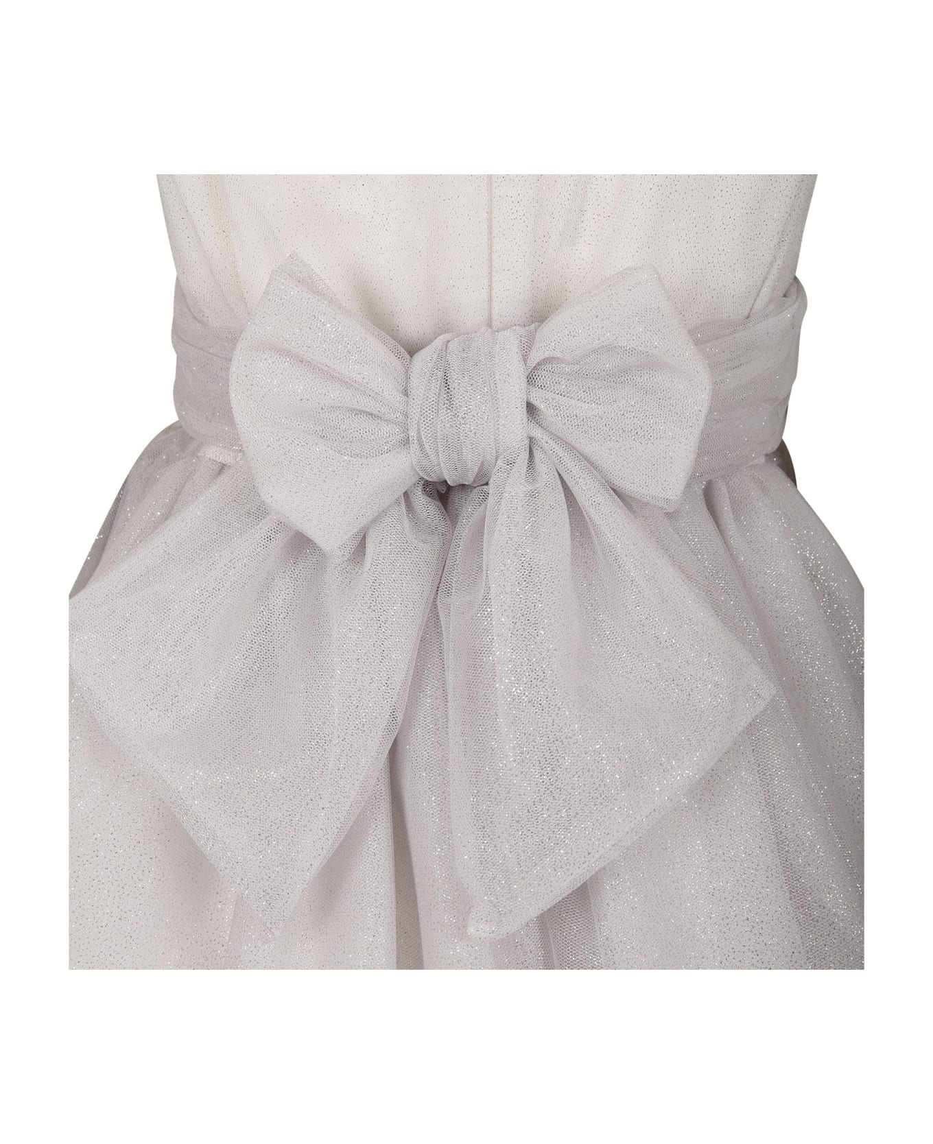 Simonetta Silver Dress For Girl - Silver ワンピース＆ドレス