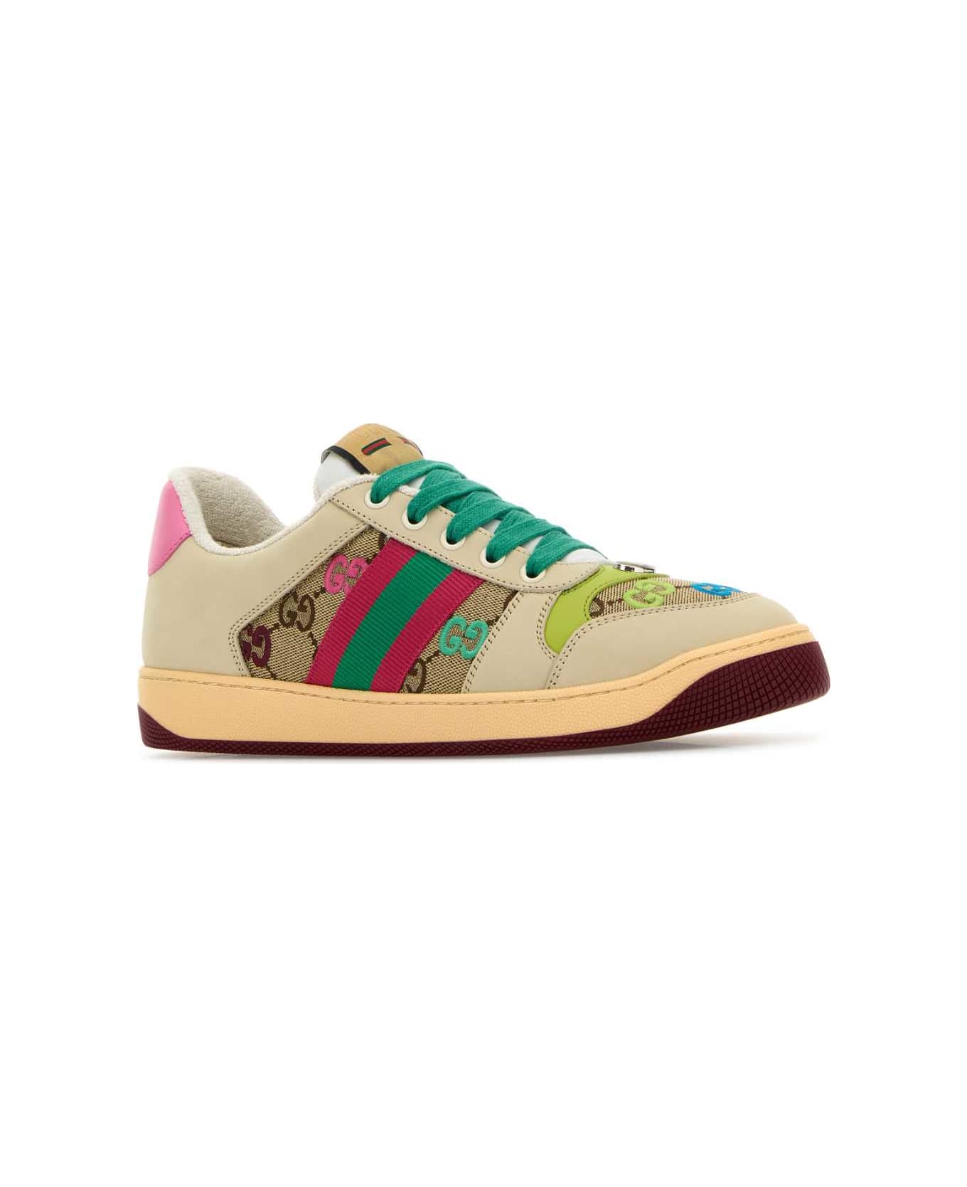 Gucci Multicolor Leather And Fabric Screener Sneakers - MULTICOLOUR