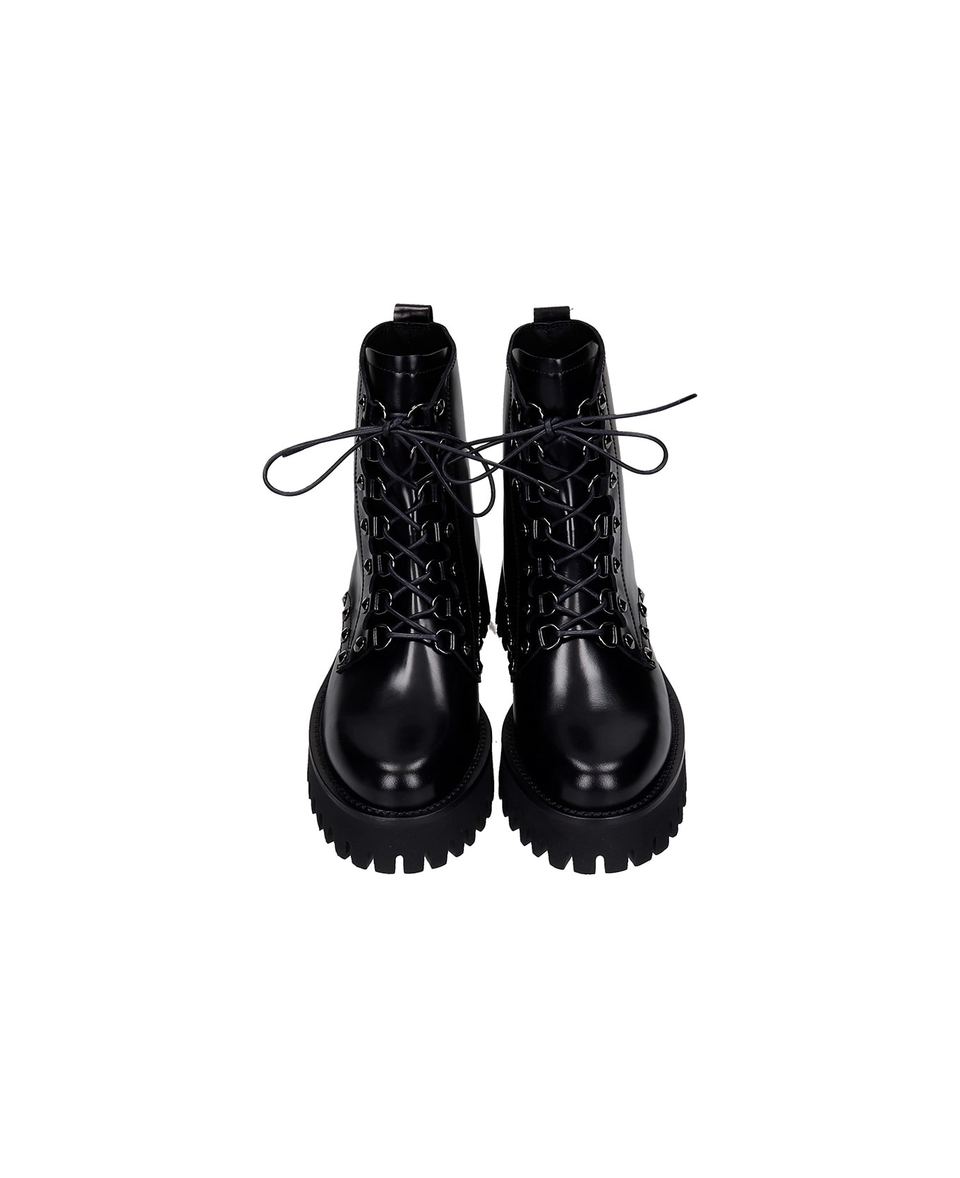 Casadei Combat Boots In Black Leather - black