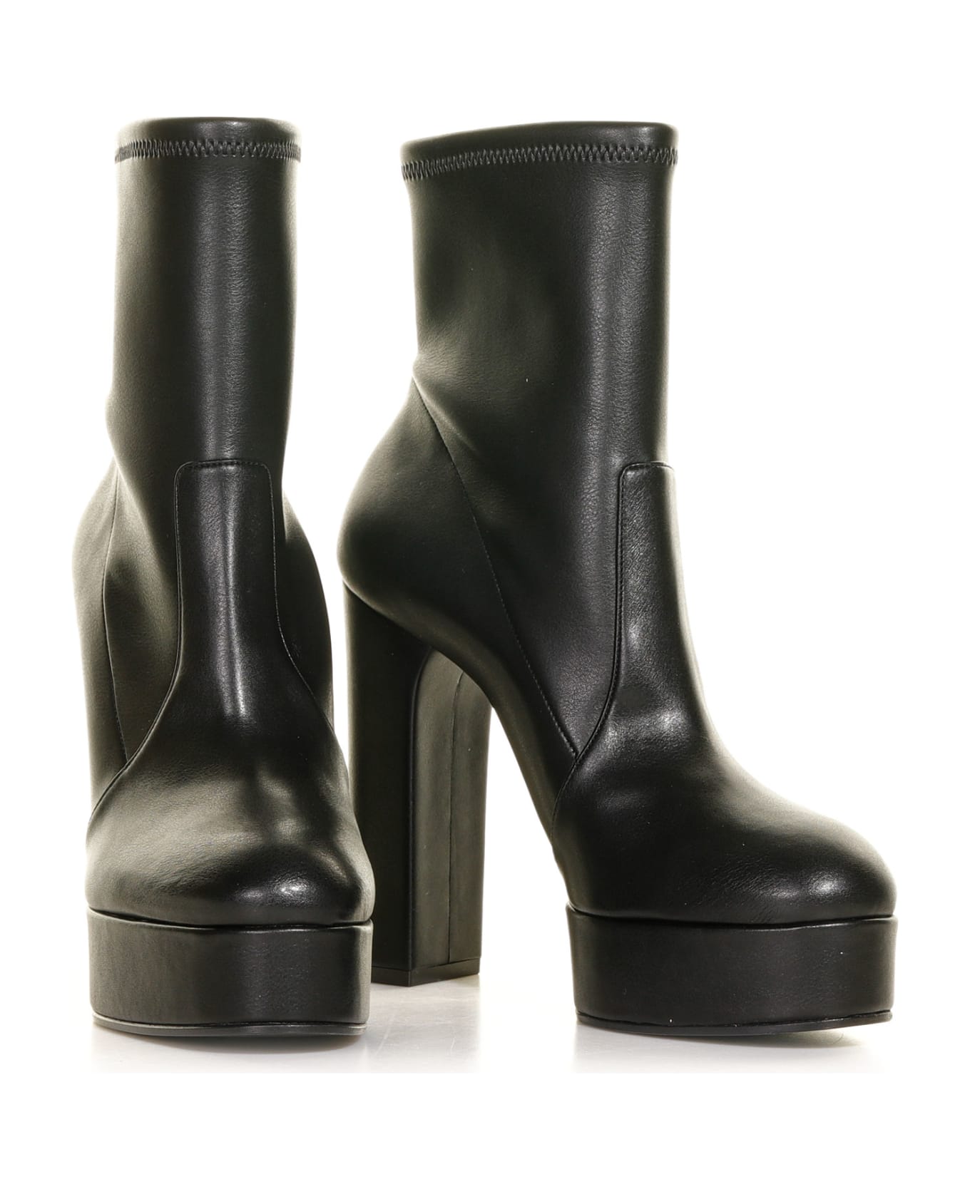 Casadei Platform Ankle Boot In Nappa Leather - NERO ブーツ