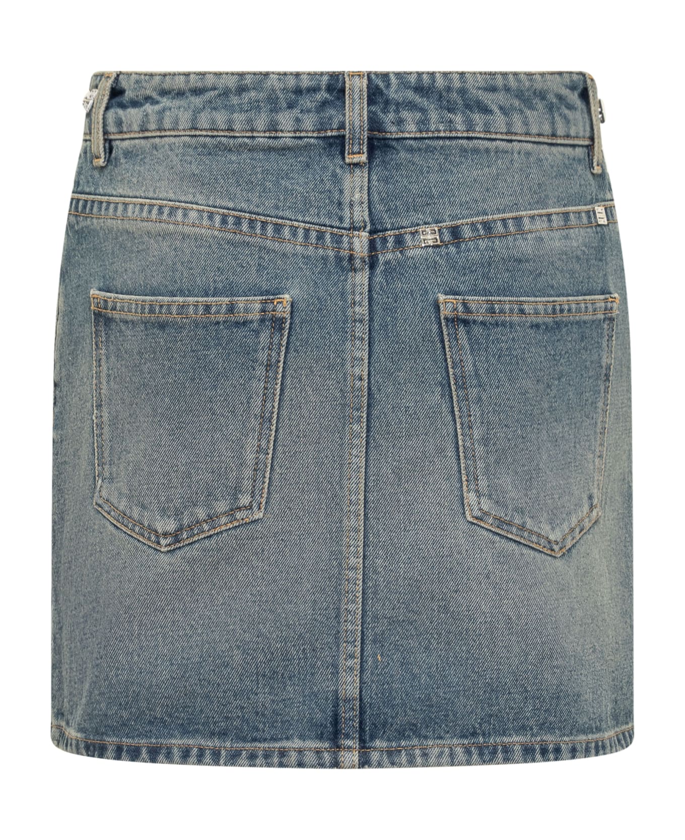 Givenchy Denim Skirt With Chain - Blue
