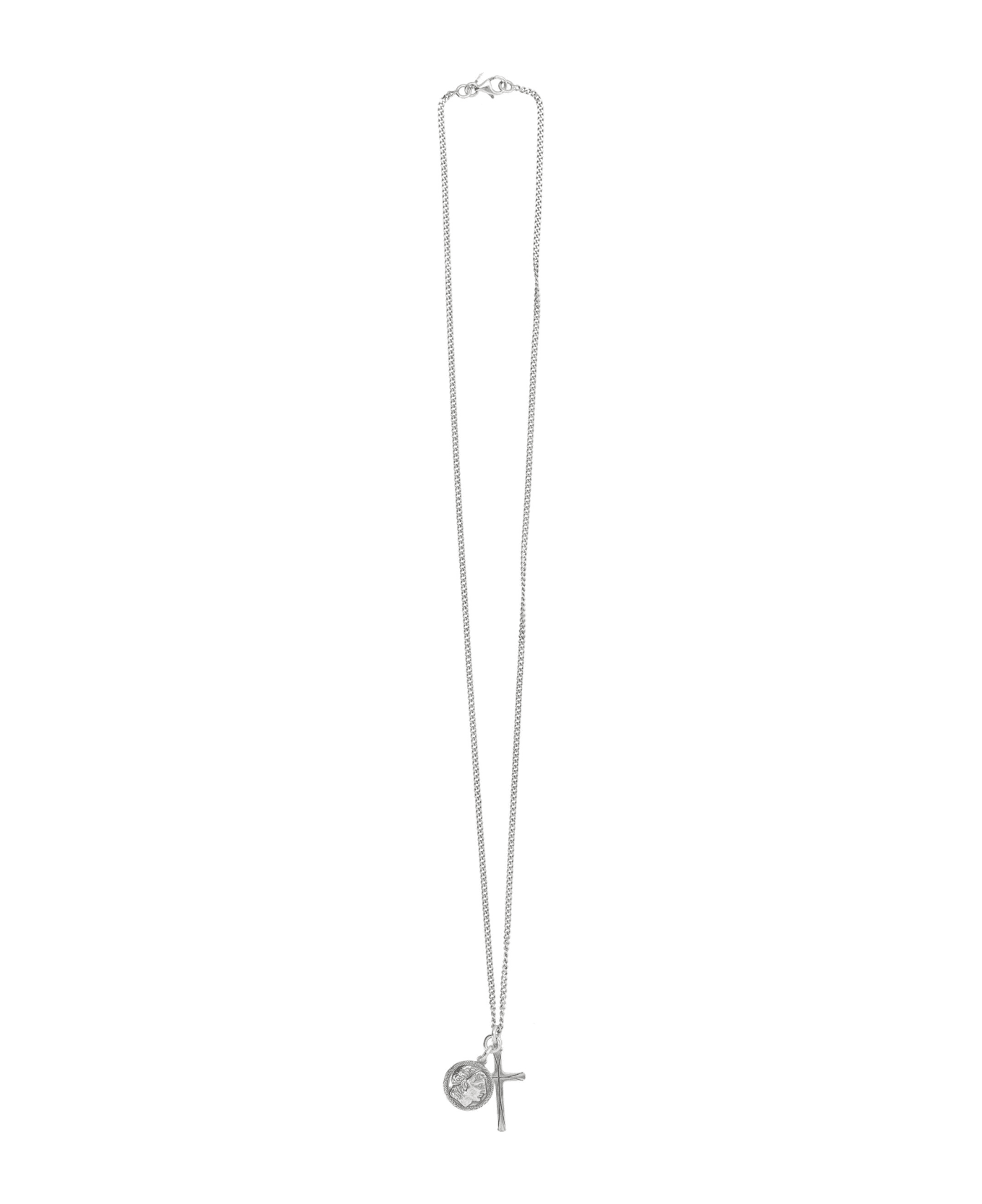 Emanuele Bicocchi Coin And Cross Necklace - SILVER
