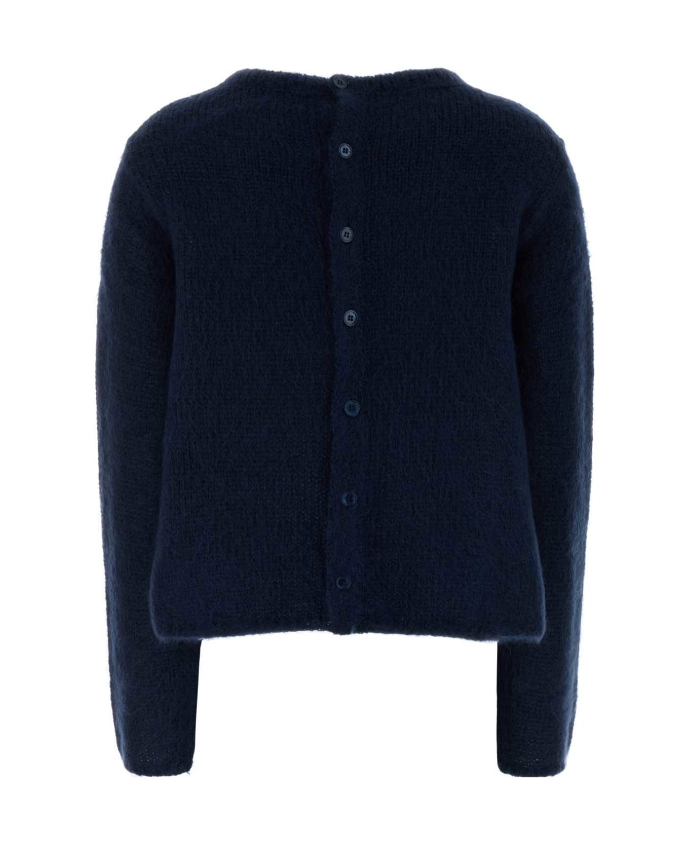 Loewe Navy Blue Stretch Mohair Blend Cardigan - NAVY BLUE