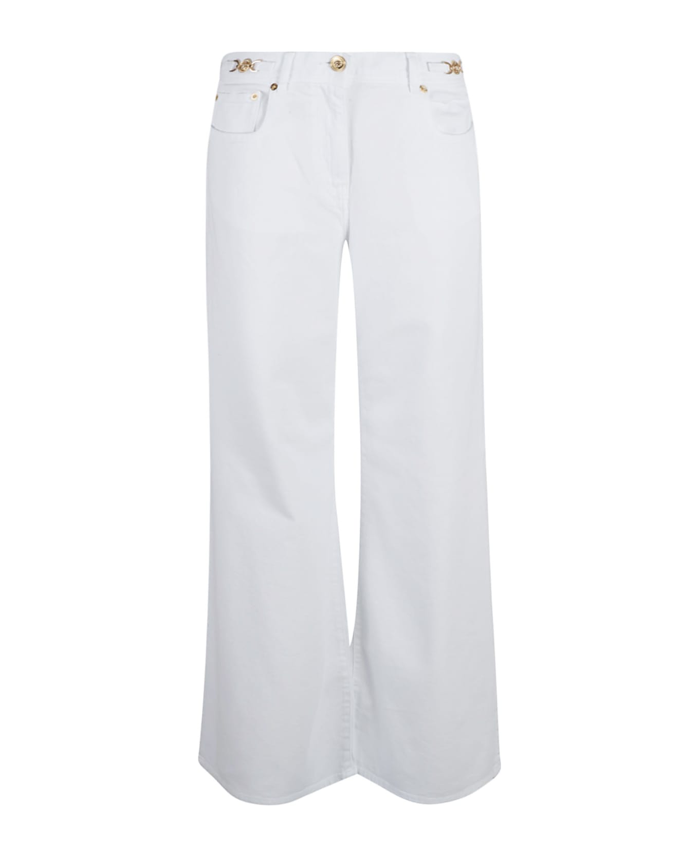 Versace Straight Buttoned Trousers - White