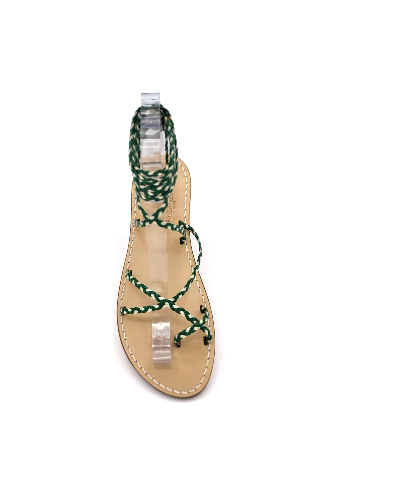 Dea Sandals Gold And Green Leather Gladiator Sandals - green, platinum gold