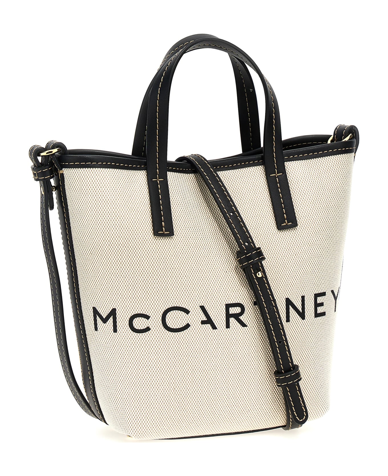 Stella McCartney Bucket Bag Eco Salt And Pepper Canvas - Beige