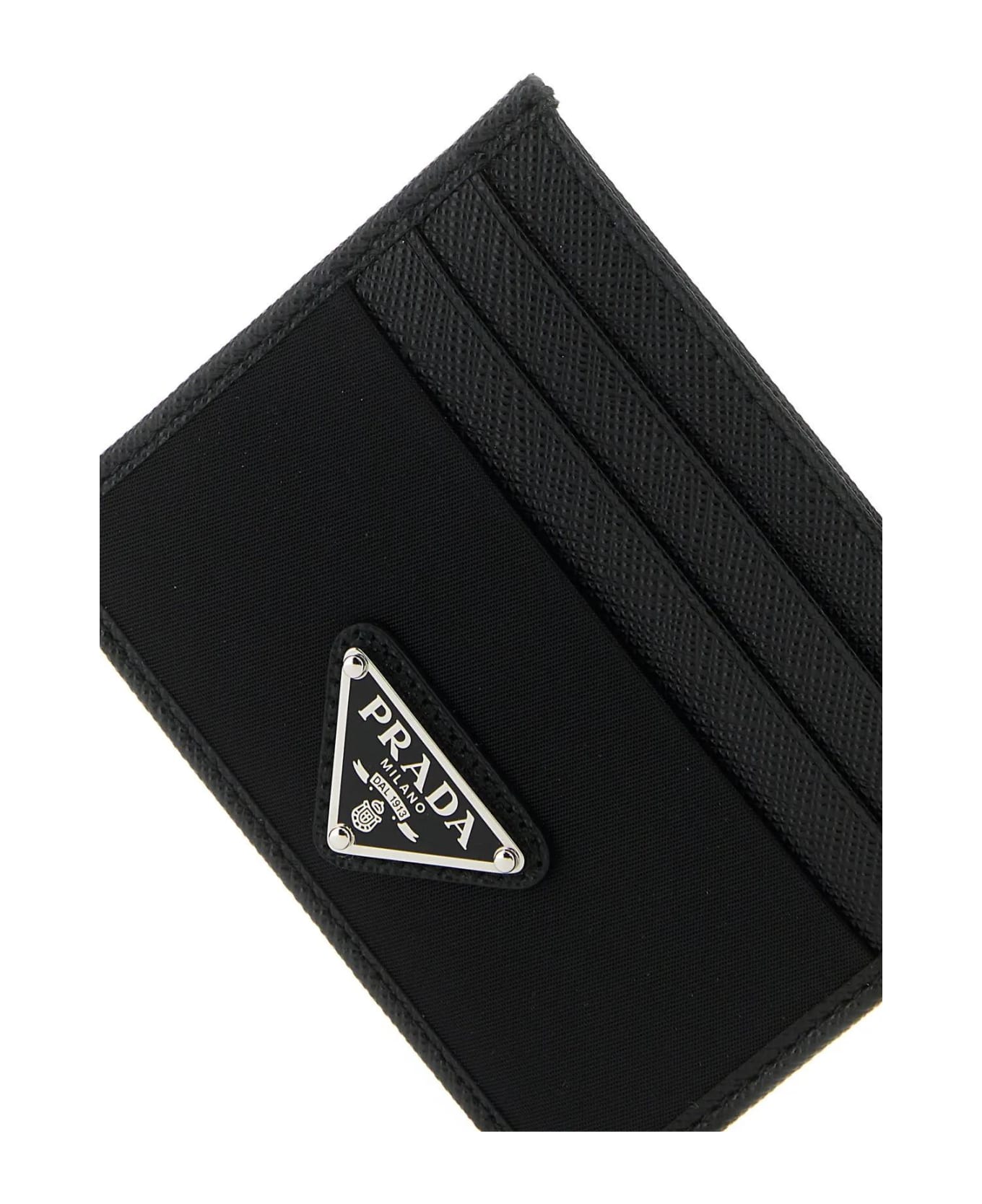 Prada Black Leather And Satin Card Holder - NERO