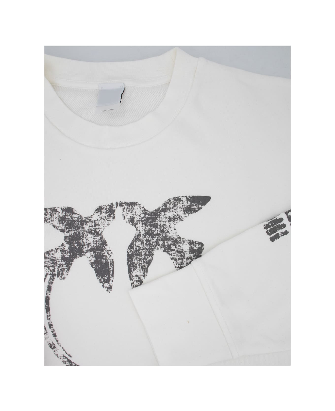 Pinko 
mindelo
 White Sweatshirt With Logo Print On The Front And Sleeves In Cotton Woman - BIANCO