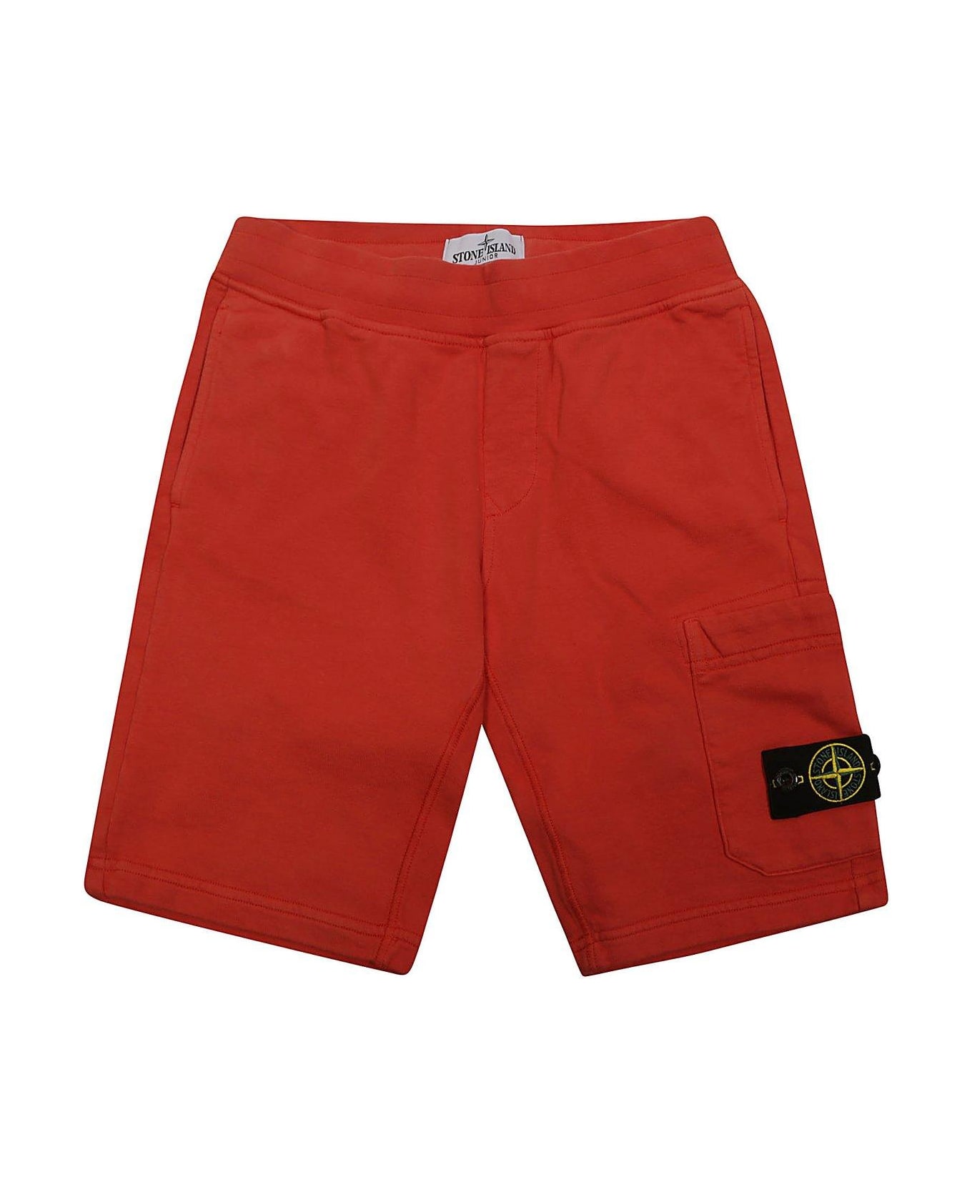 Stone Island Compass-badge High Waist Shorts - ORANGE