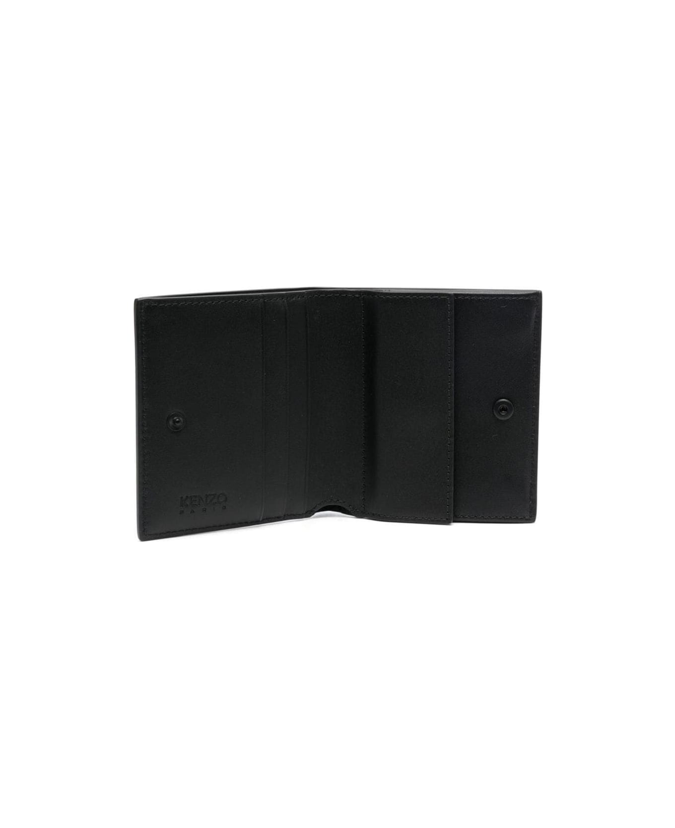 Kenzo Black Bi-fold Wallet With Boke Flower Logo In Leather Man ...