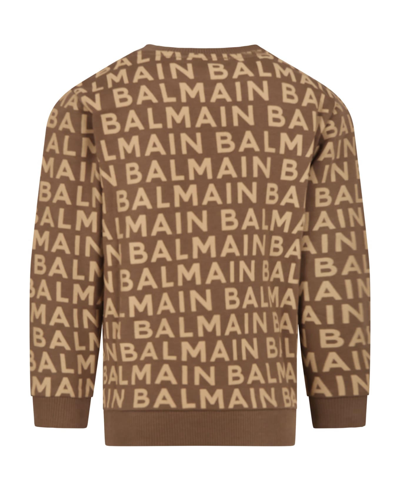 Balmain Brown Sweatshirt For Kids With Logo - Brown