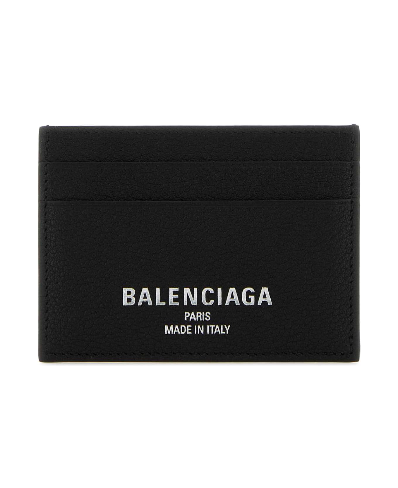 Balenciaga Black Leather Card Holder - Black