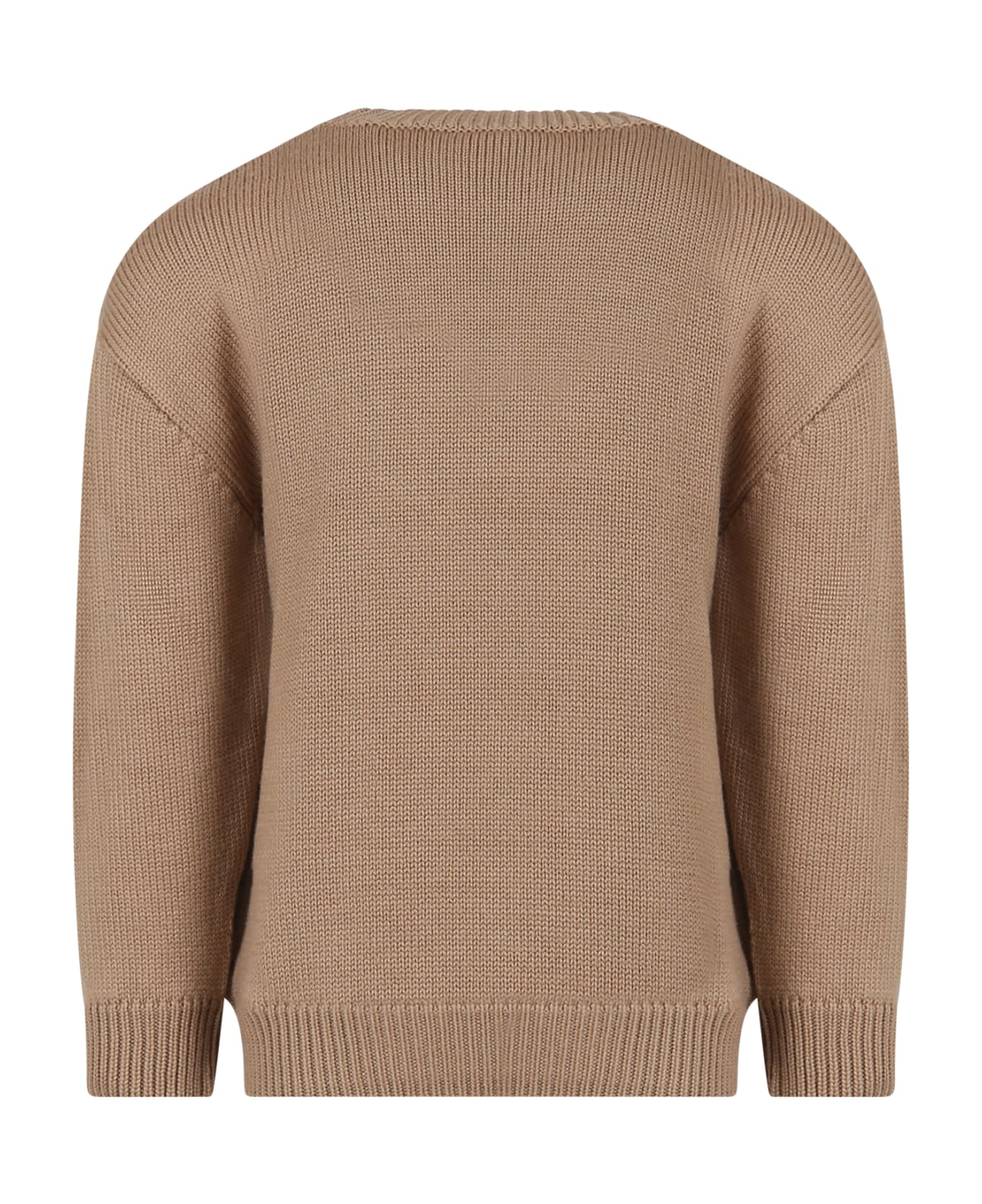 Fendi Camel Sweater With Logo For Kids - Marrone
