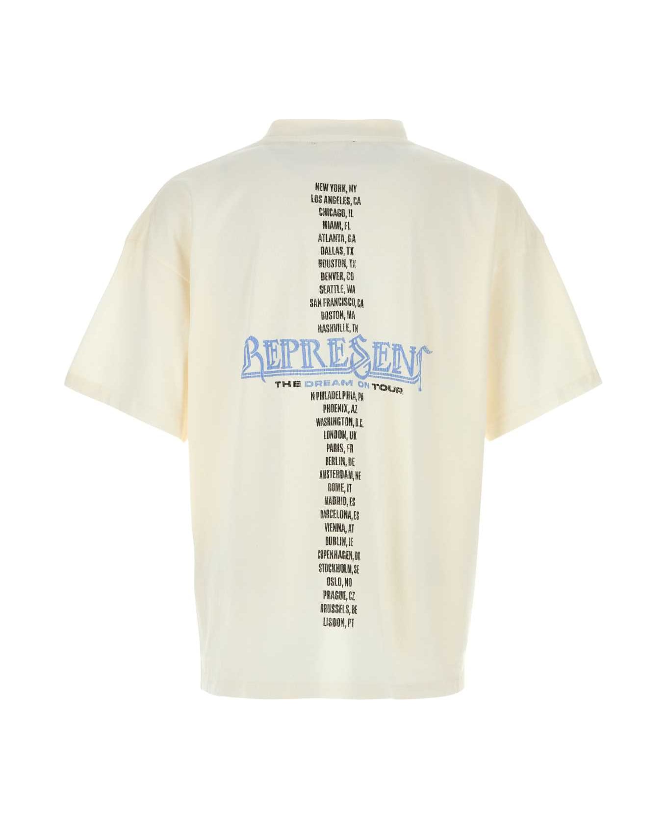 REPRESENT Ivory Cotton T-shirt - FLATWHITE