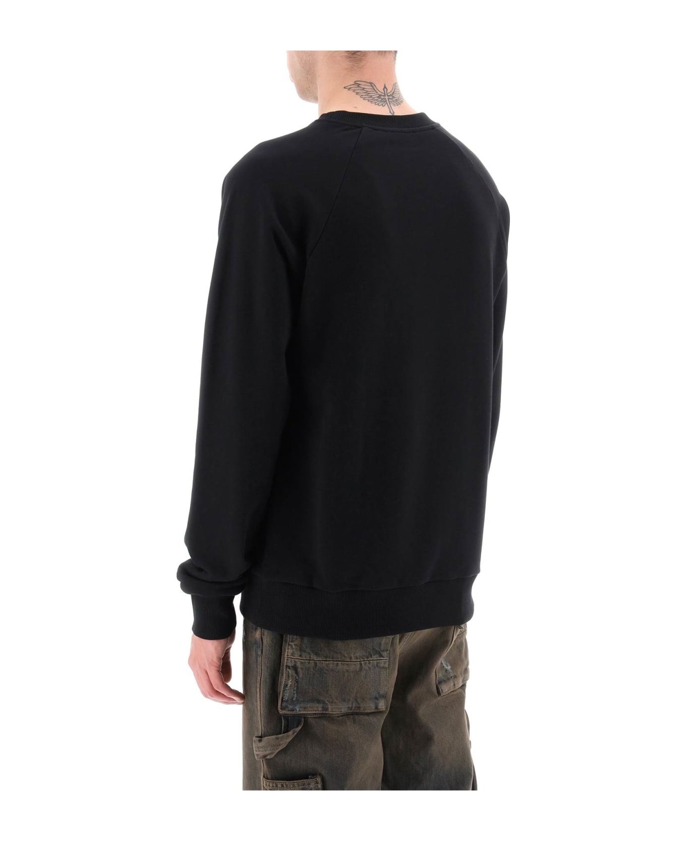 Balmain Crew-neck Sweatshirt With Flocked Logo - black フリース