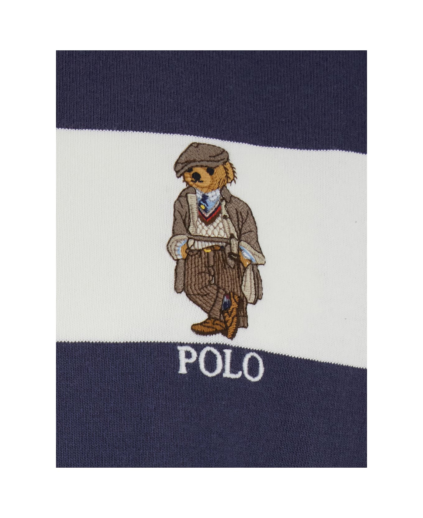 Polo Ralph Lauren "rugby Fit" Blue And White Polo Shirt With Logo Embroidery On The Front And All-over Striped Motif In Cotton Man - Blu