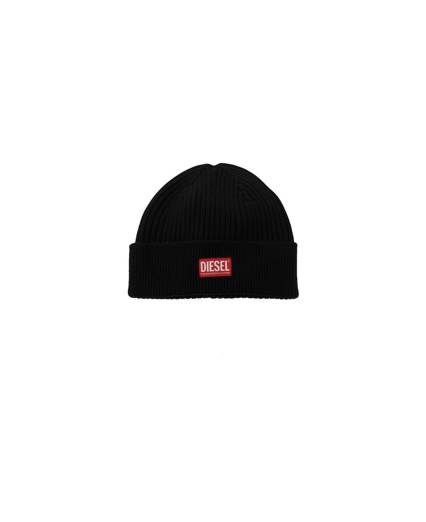 Diesel K-coder-h Logo Patch Ribbed Beanie - 9XX