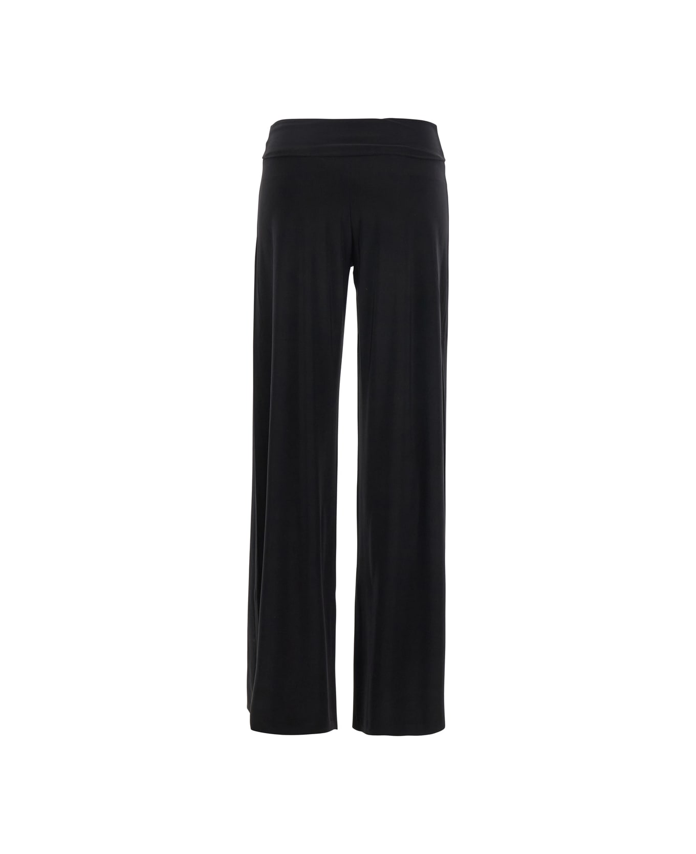 Norma Kamali Black Pants With Elastic Waist In Tech Fabric Woman - Black