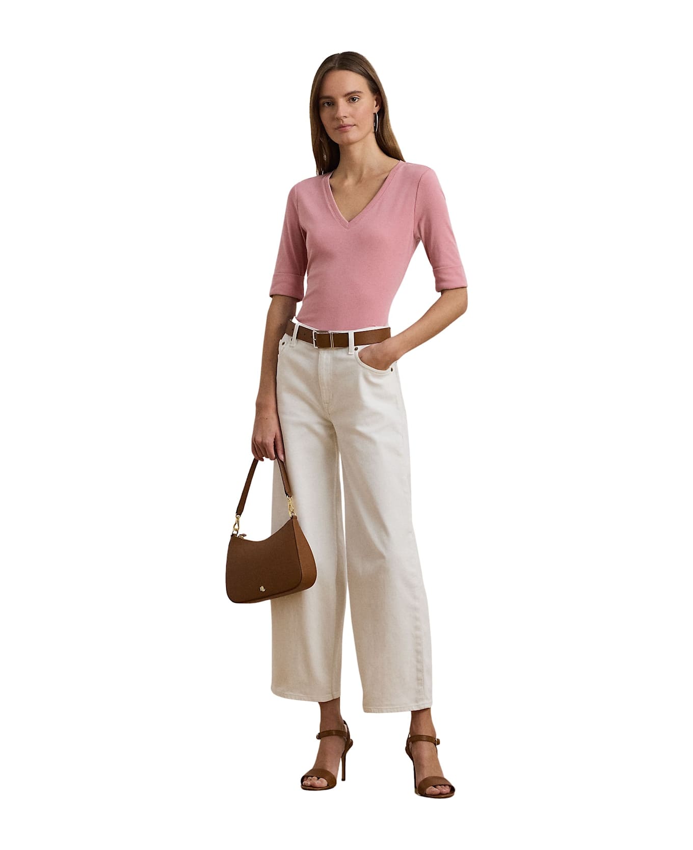 Ralph Lauren V Judy Elbow Sleeve Knit - Rose Mauve