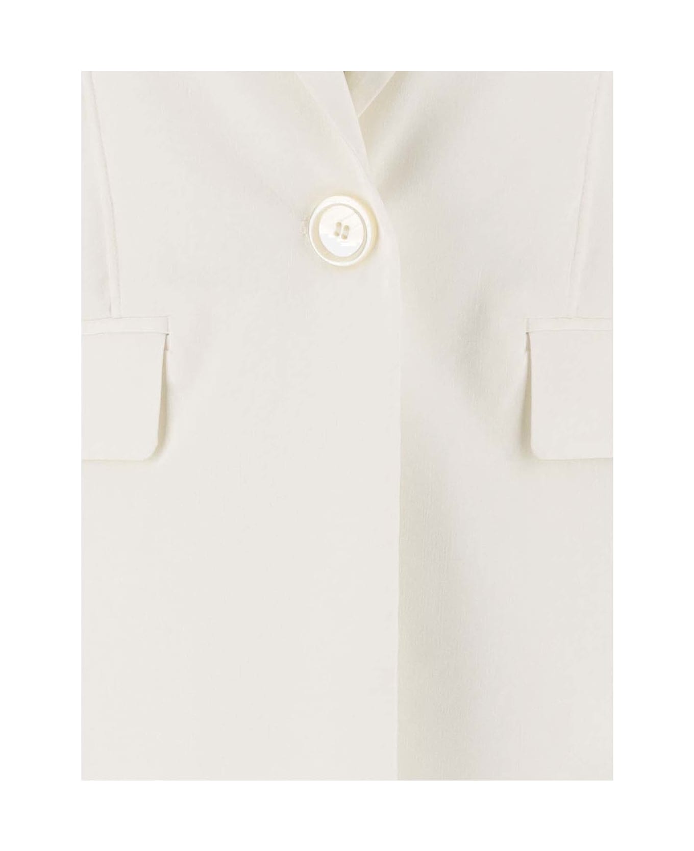 Pinko Linen And Viscose Blend Single-breasted Jacket - White