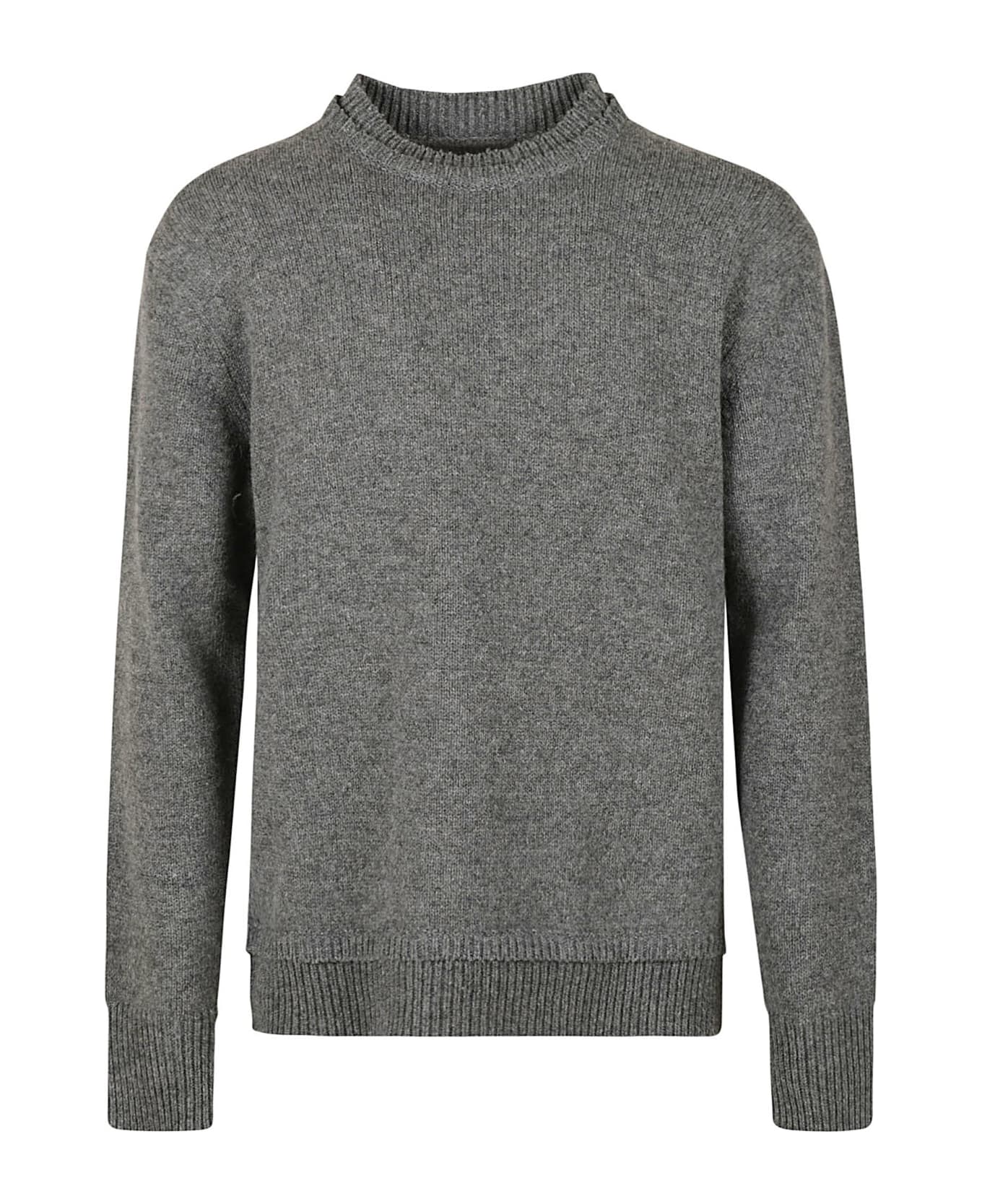 Maison Margiela Shoulder Pad Patched Ribbed Sweater - Grey